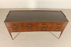 Chest of Drawers Paolo Buffa Style Rosewood Veneer Glass Brass, Italy, 1950s