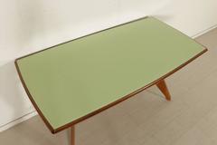 Table Rosewood Veneer Back-Painted Glass Brass Vintage, Italy, 1950s