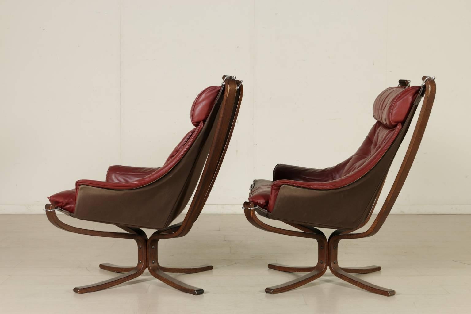 Two Frau Armchairs Bentwood Fabric Foam Leather Vintage, Italy, 1980s 2