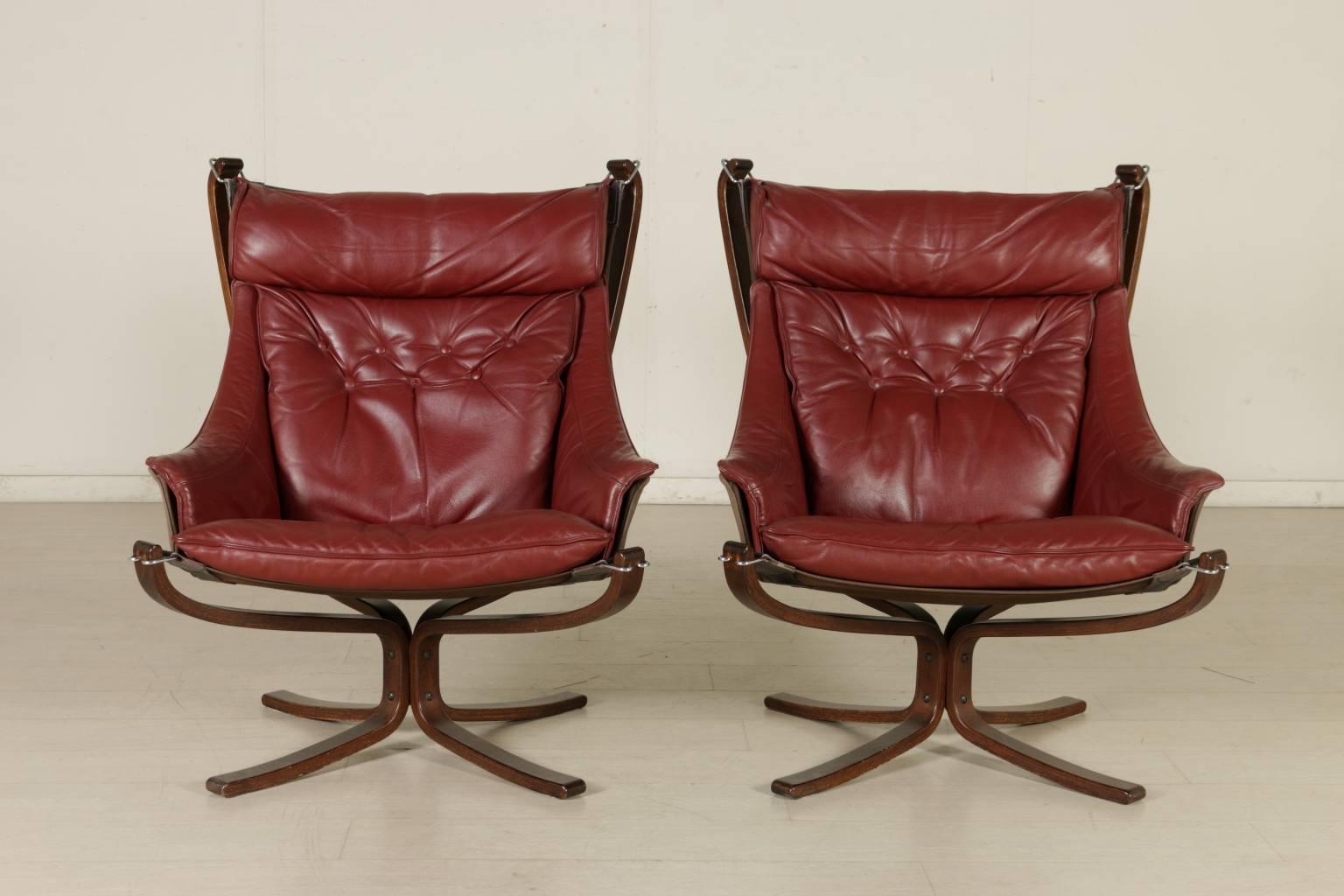 Italian Two Frau Armchairs Bentwood Fabric Foam Leather Vintage, Italy, 1980s