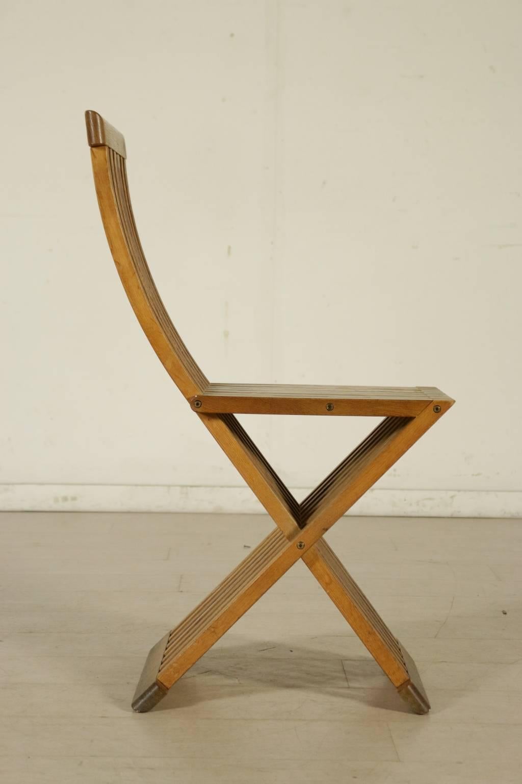 Late 20th Century Group of Eight Natural Oak Folding Chairs by Studio Simon for Cassina