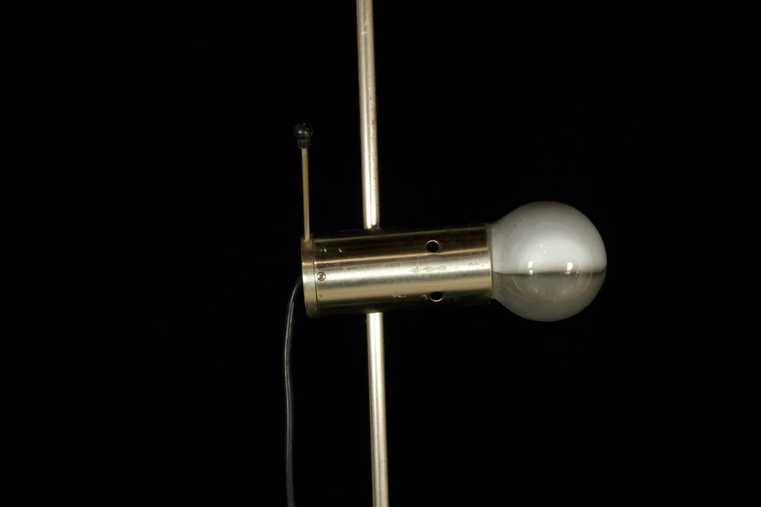 Mid-Century Modern Floor Lamp by Tito Agnoli for O-Luce Travertine Metal Vintage, Italy, 1960s-70s