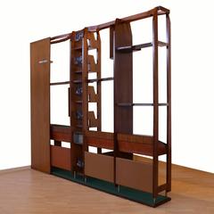 Unique Center Bookcase by Renato Angeli with Ceramic Painted Tiles by Romano Rui