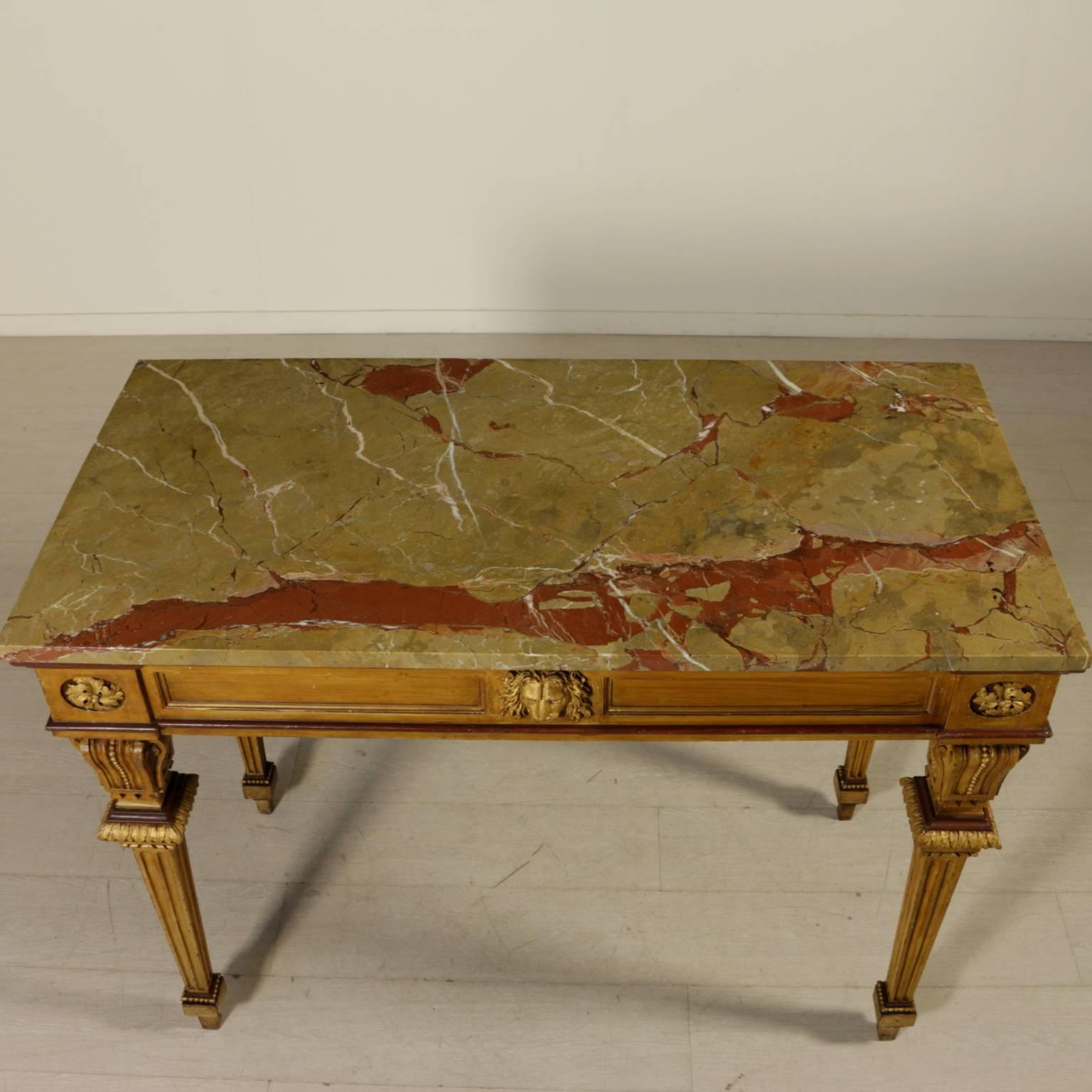 Neoclassical Late 18th Century Italian Lacquered Wood Wall Table In Good Condition In Milano, IT
