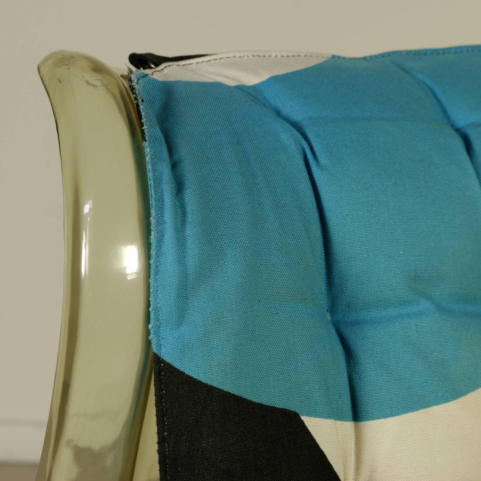 Swivel Armchair Plastic Fabric Aluminium Vintage Manufactured in Italy, 1970s 3