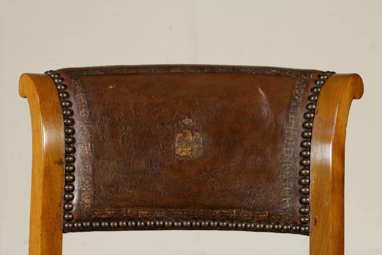 Four Early 19th Century Empire Walnut and Cherry Music Chairs Tuscany