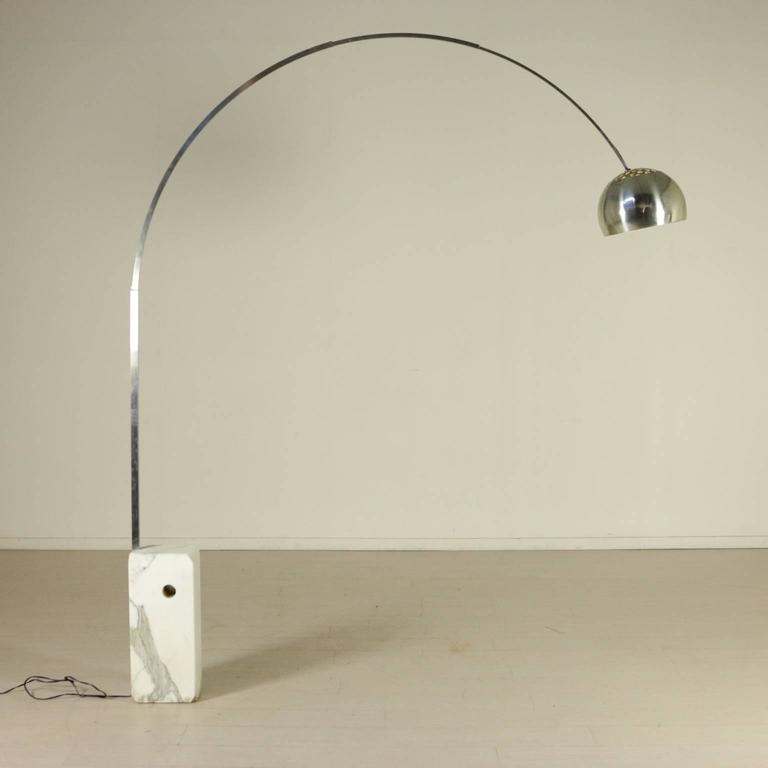 'Arco' Floor Lamp by Castiglioni for Flos Marble Steel Vintage, Italy