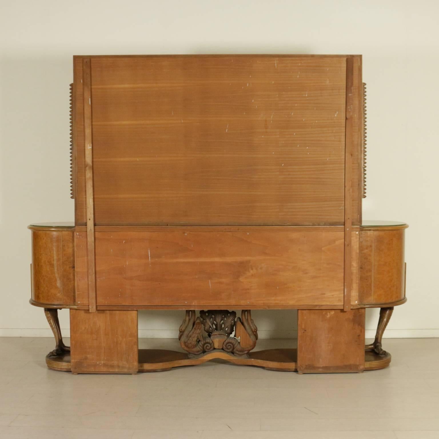 Sideboard with Mirror Burl Veneer Carved Legs Back-Treated Glass Brass Vintage I 3