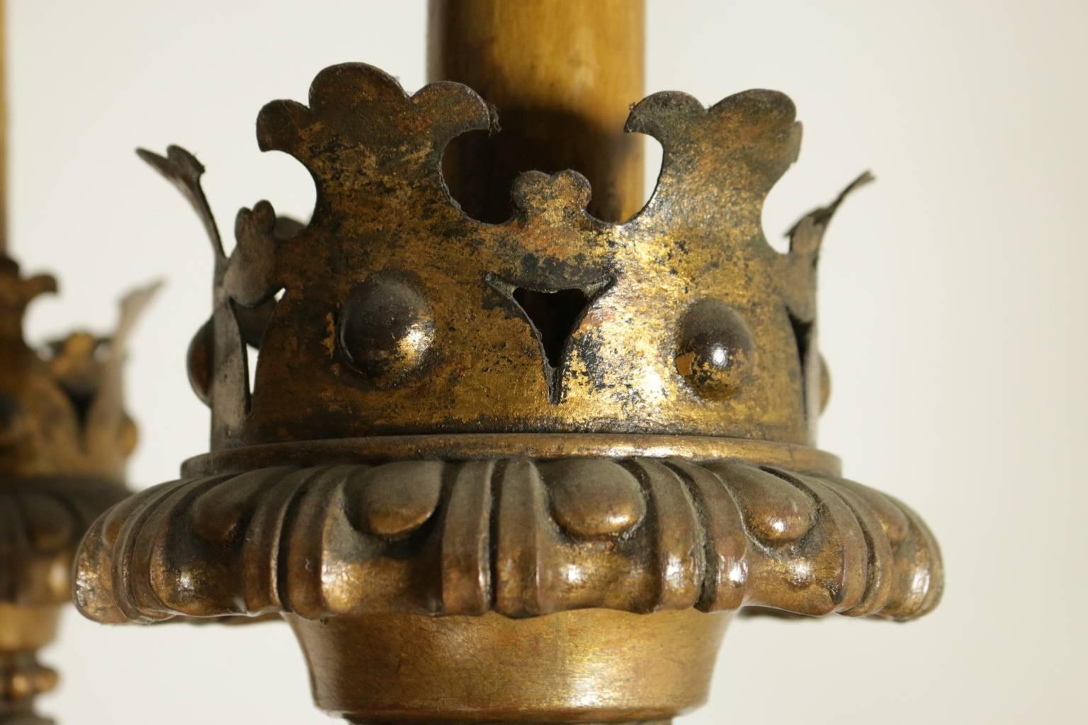 Large Carved and Gilded Wooden Torch Holder, Italy, Late 19th-Early 20th Century 2