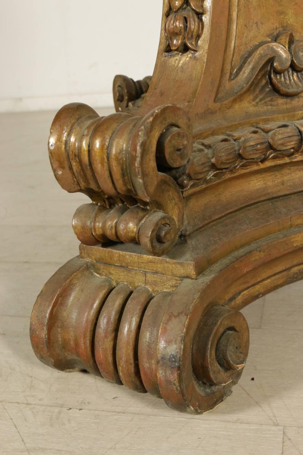 Large Carved and Gilded Wooden Torch Holder, Italy, Late 19th-Early 20th Century 4