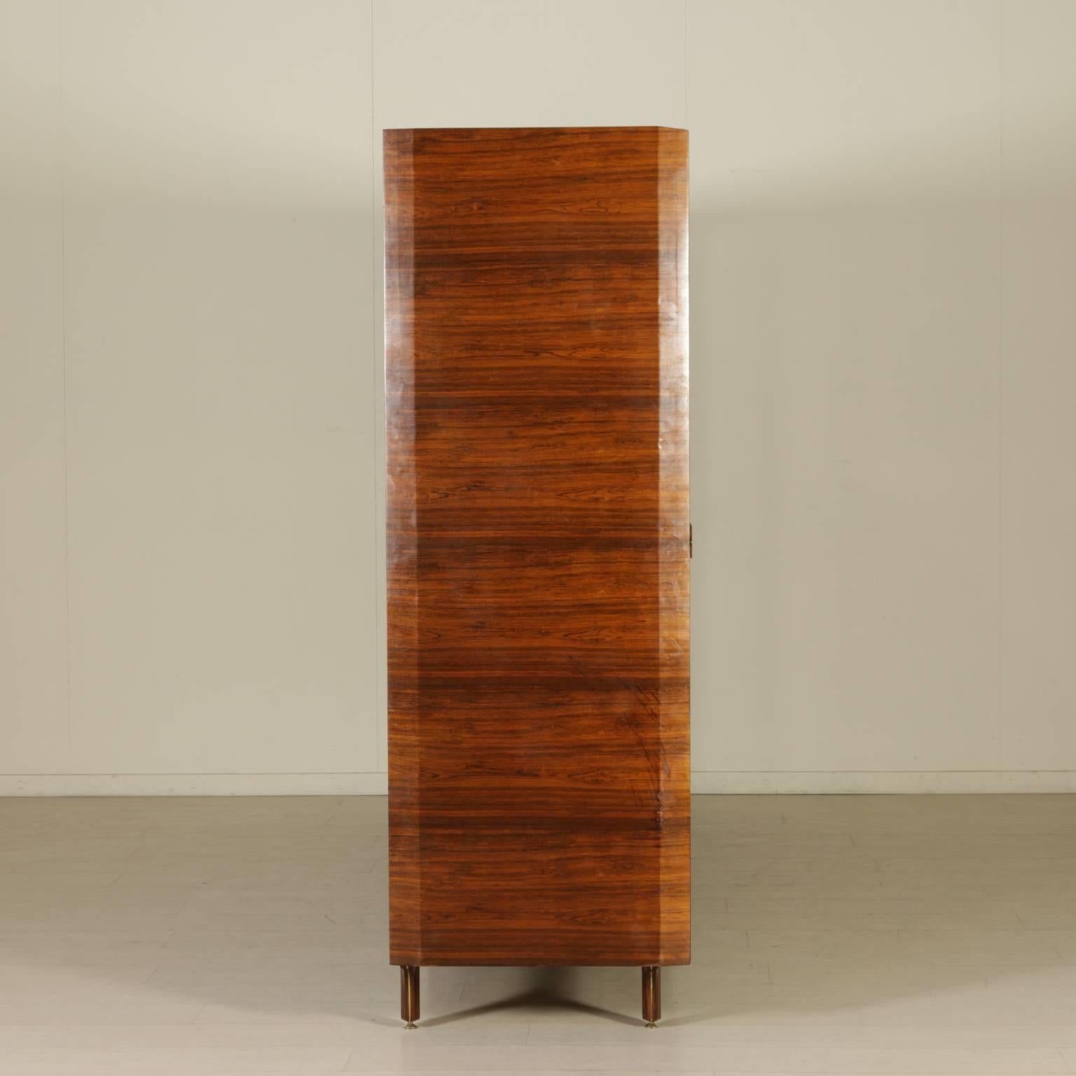 Wardrobe Rosewood Veneer Oak Veneered Interior Brass Vintage, Italy, 1960s 2