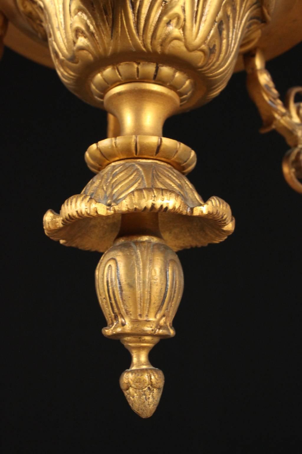 Gilded and Burnished Bronze Chandelier with Empire Design, Italy, 19th Century 3