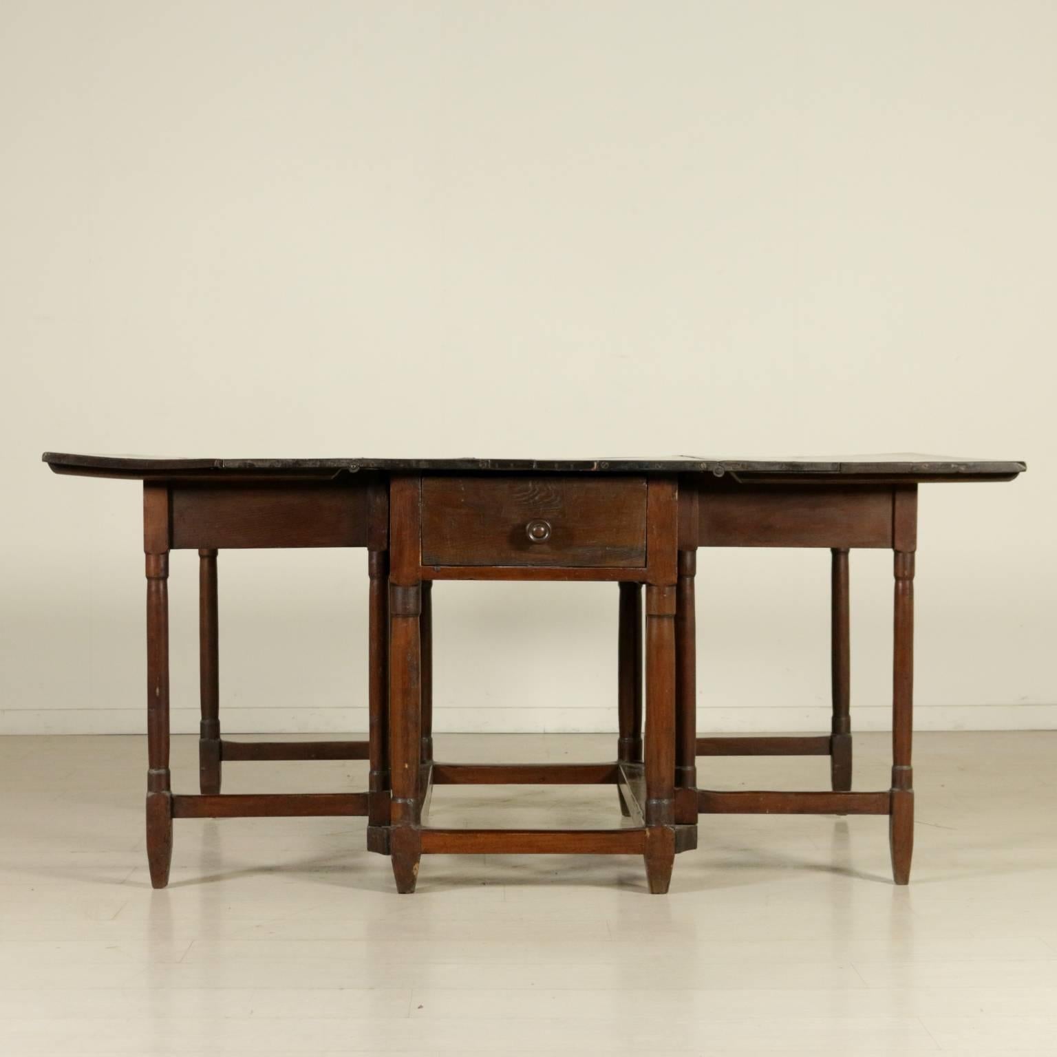 English Oak Drop Flap Table Manufactured in England, 19th Century 2