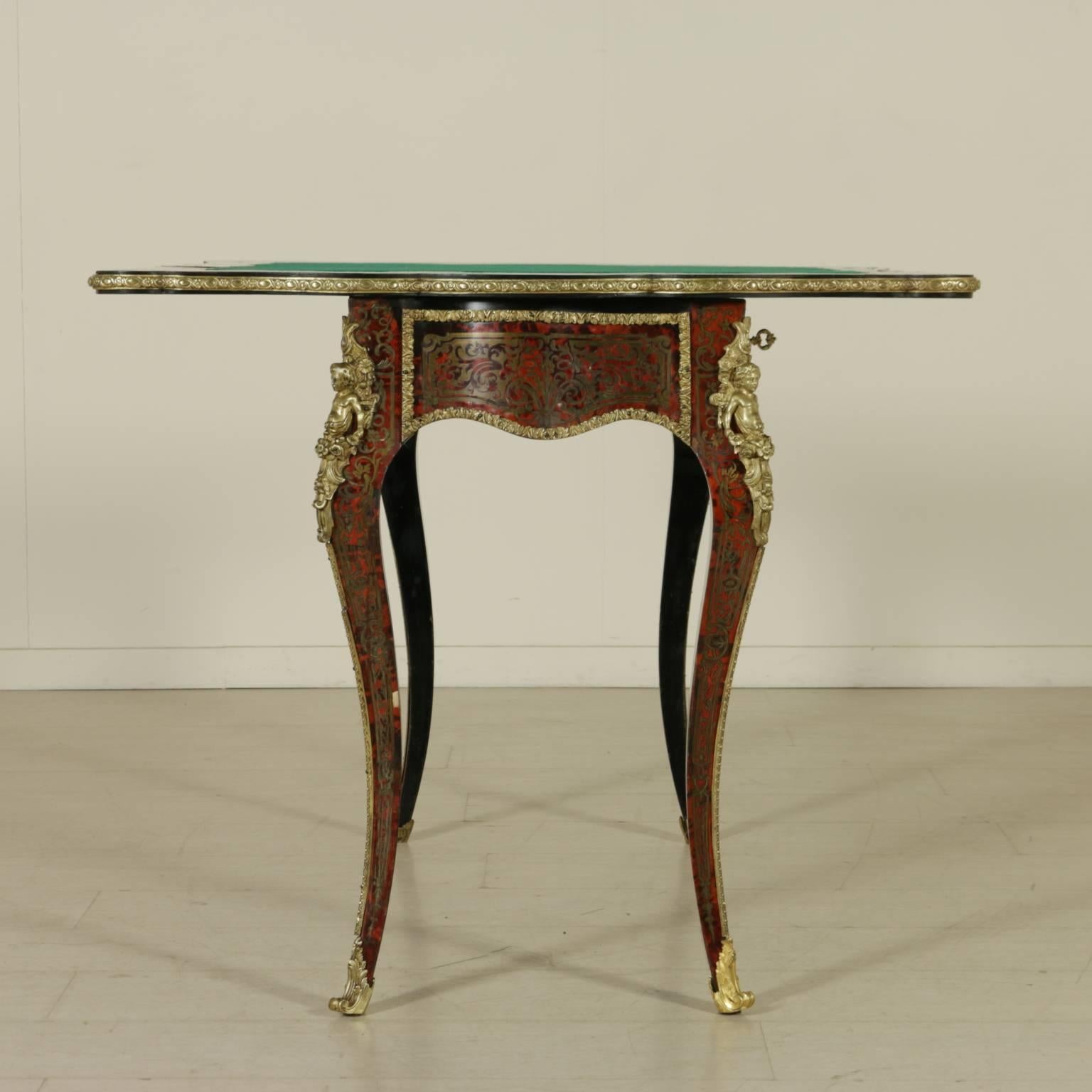 Ebony Boulle Style Richly Inlaid Game Table France, Second Half of the 19th Century