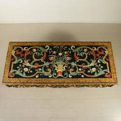 Elegant 19th Century Table Polychrome Plaster Marble Wrought Iron