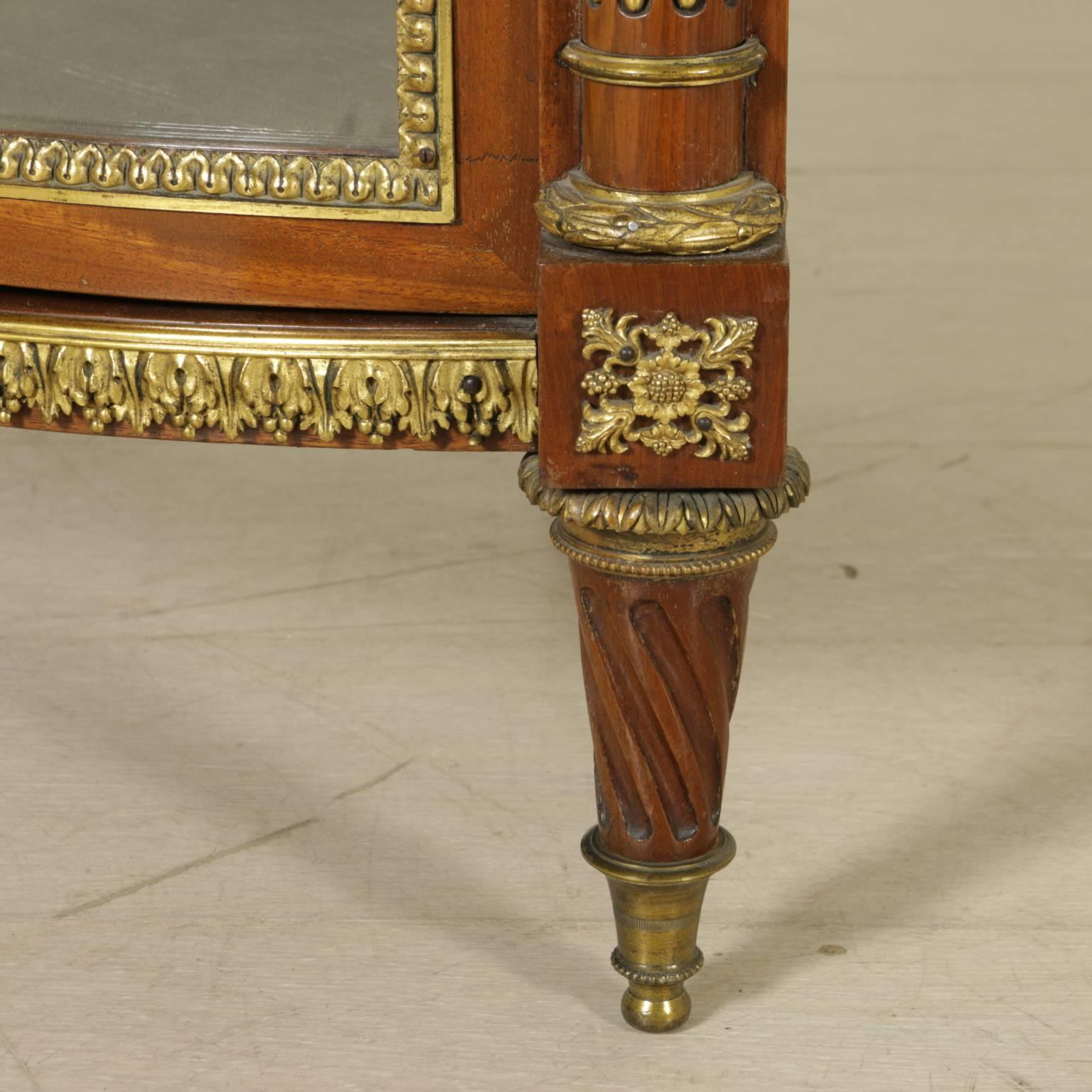 Bronze Wonderful Semicircular Solid Mahogany Corner Cabinet, Italy, 19th Century