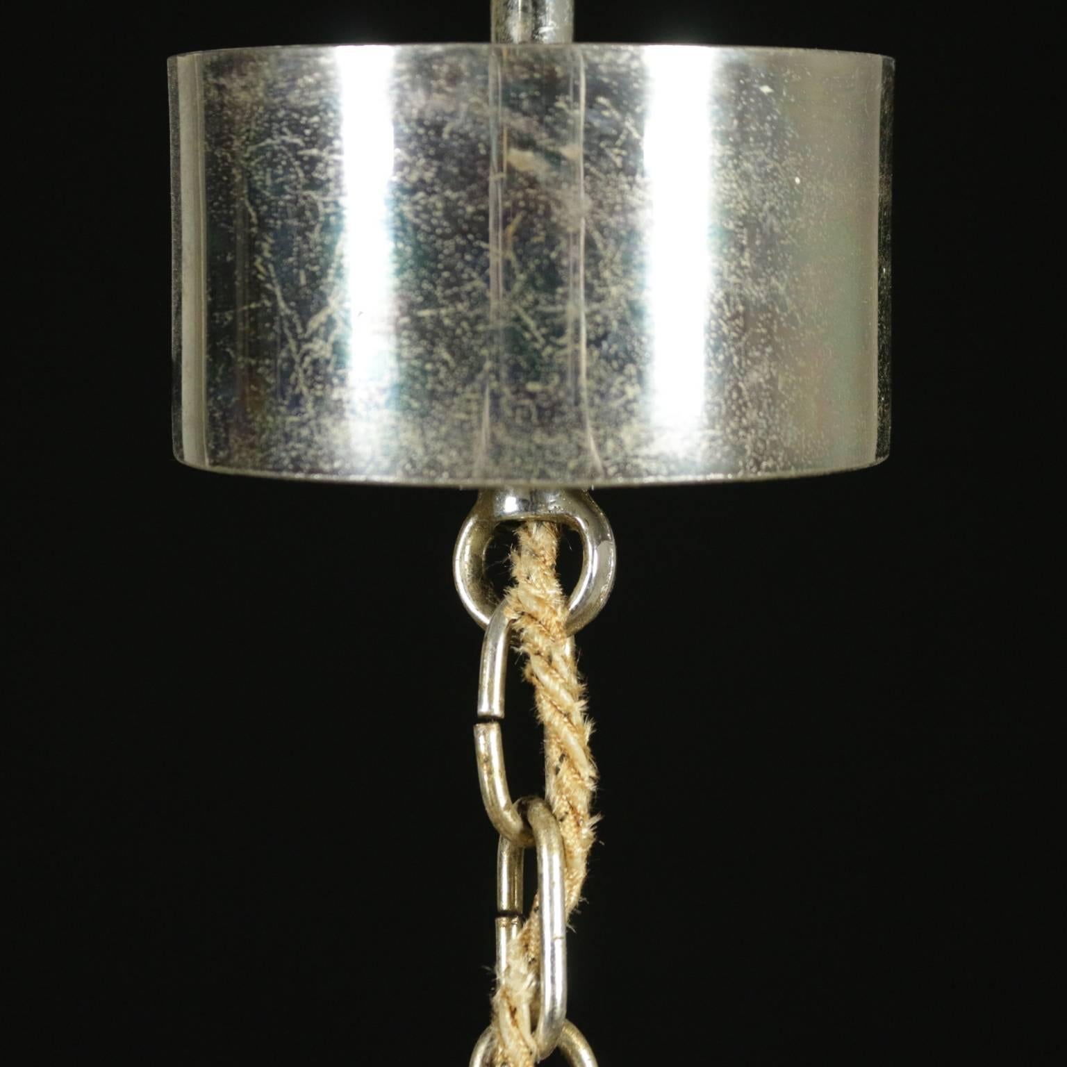 Mid-20th Century Chromed Metal Hanging Lamp Gaetano Sciolari Style Vintage in Italy, 1960s-1970s
