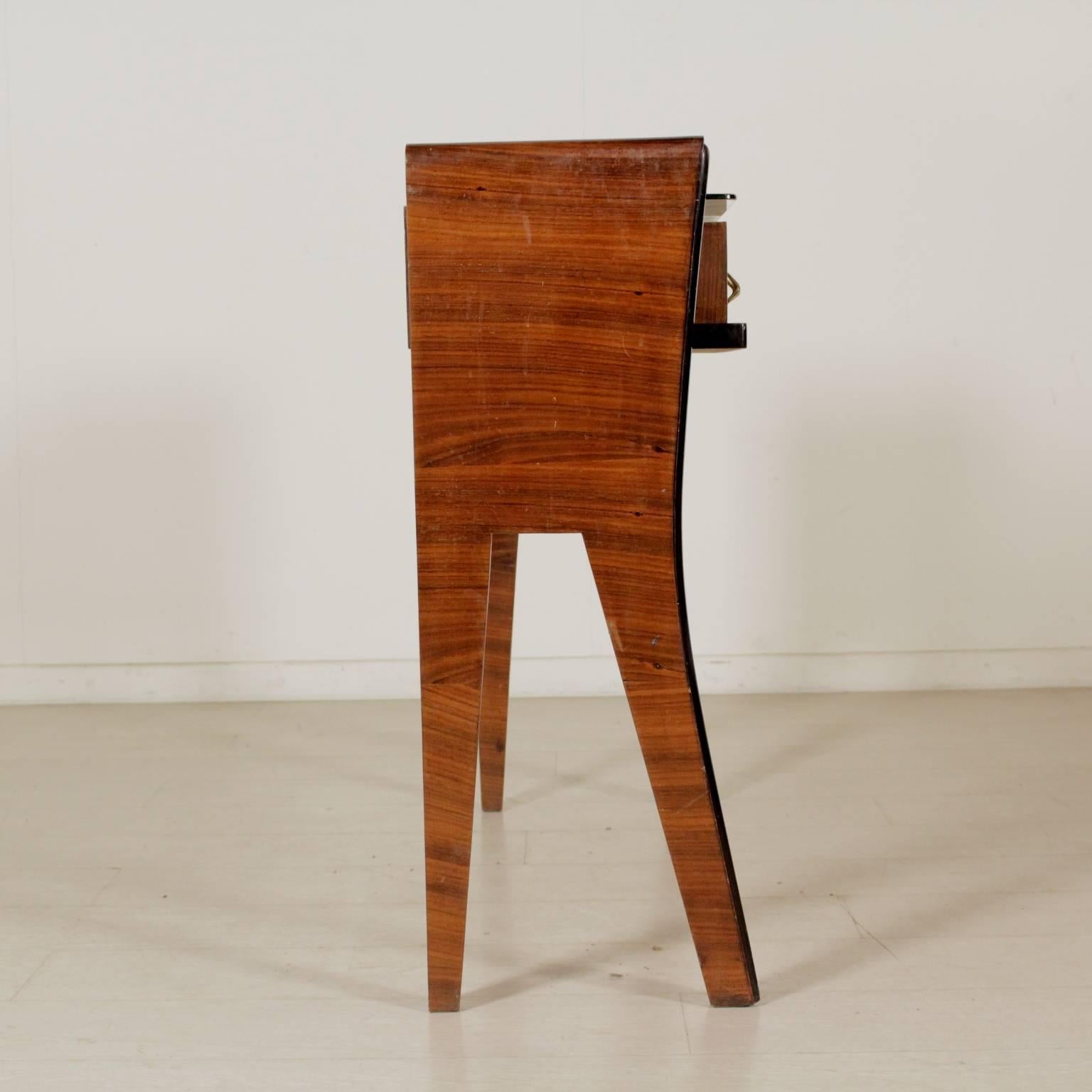 A console, rosewood veneer, glass. Manufactured in Italy, 1950s.