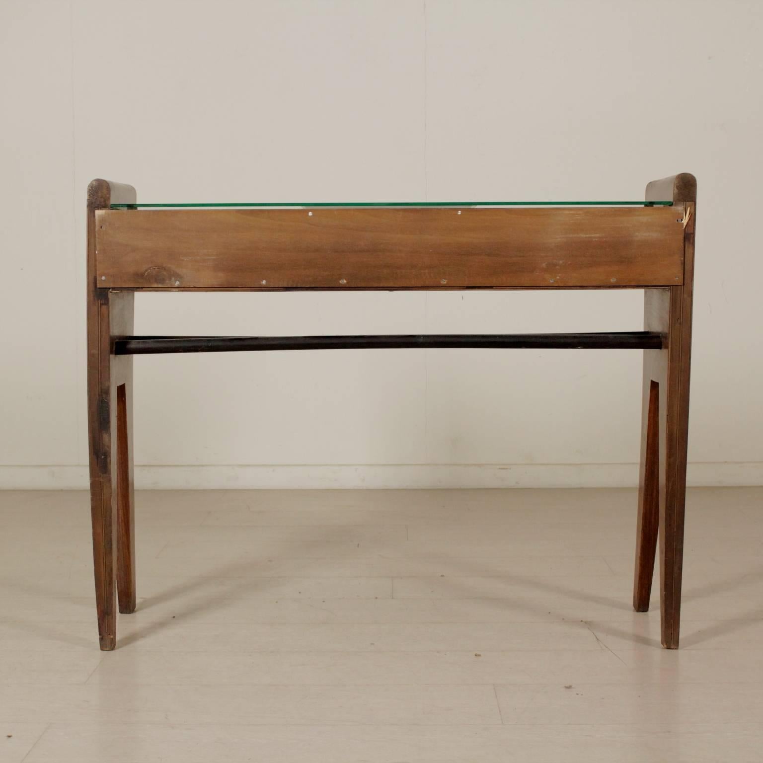 Mid-Century Modern Console Rosewood Veneer Glass Vintage Manufactured in Italy, 1950s