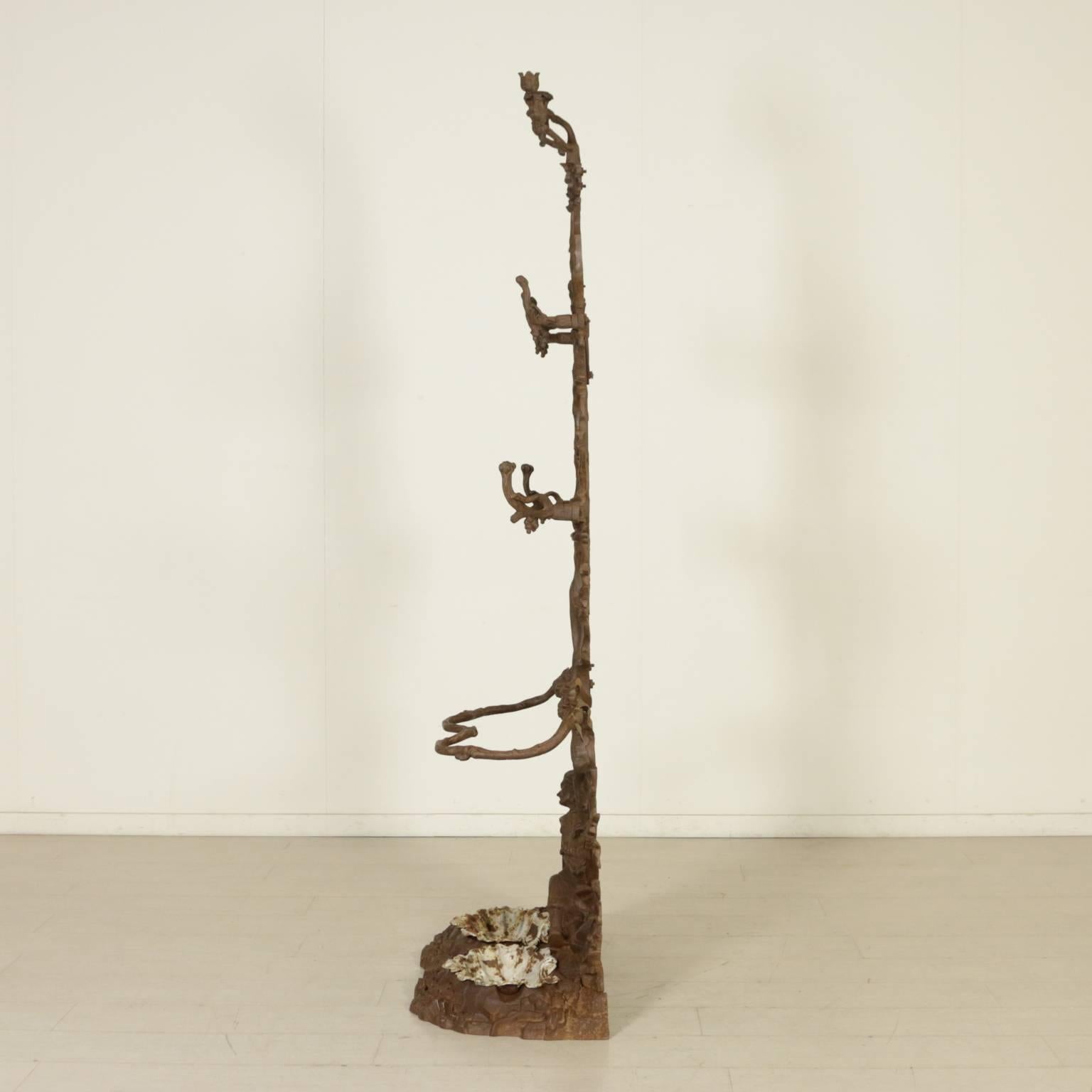 Cast Iron Coat Hanger with Mirror Candlesticks and Umbrella Stand, France, 1800 5