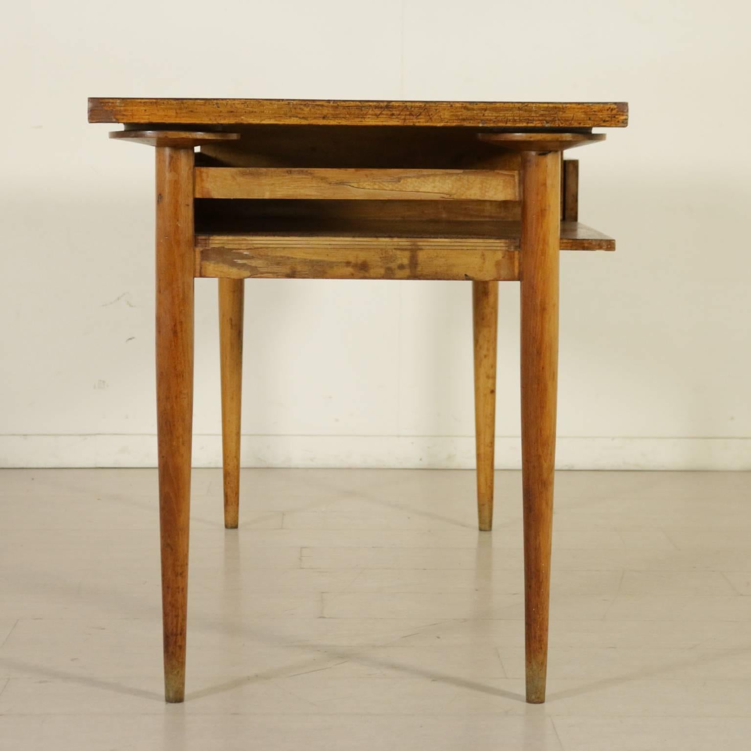 Mid-Century Modern Desk Maple Beech Veneer Vintage Manufactured in Italy, 1950s