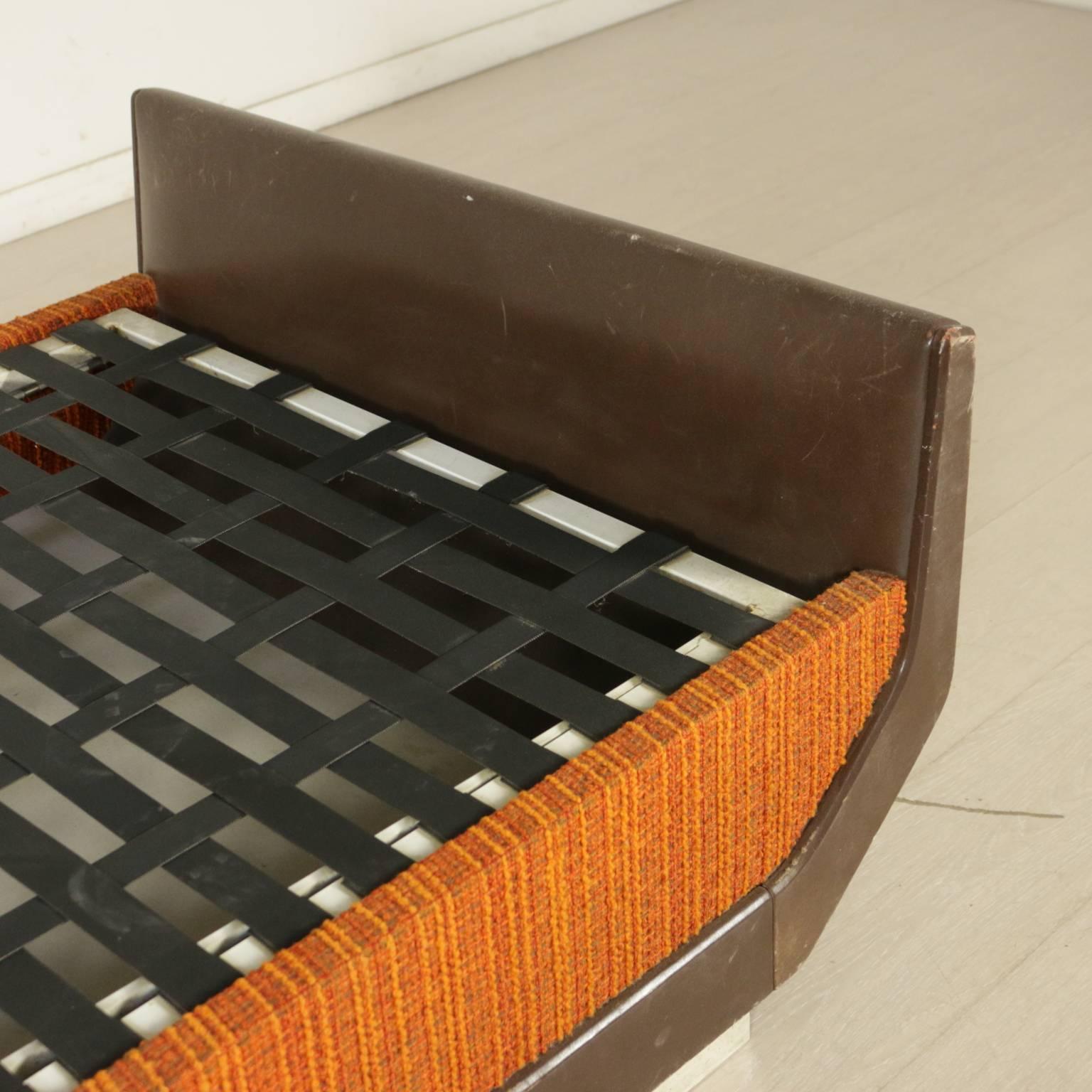 Mid-Century Modern Formanova Bed Wood Fabric Leatherette Metal Vintage, Italy, 1960s-1970s