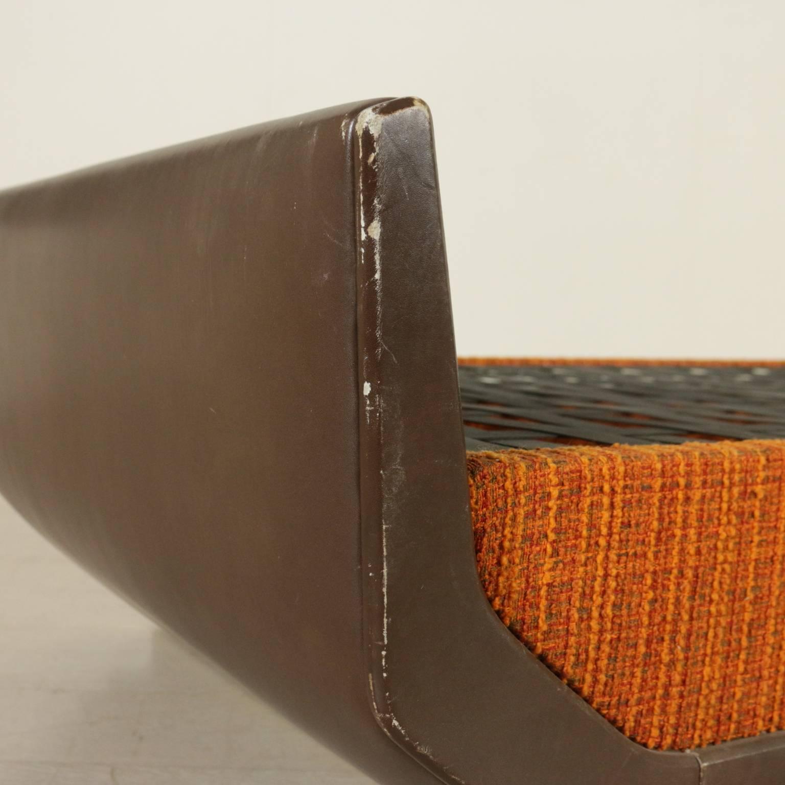 Mid-20th Century Formanova Bed Wood Fabric Leatherette Metal Vintage, Italy, 1960s-1970s