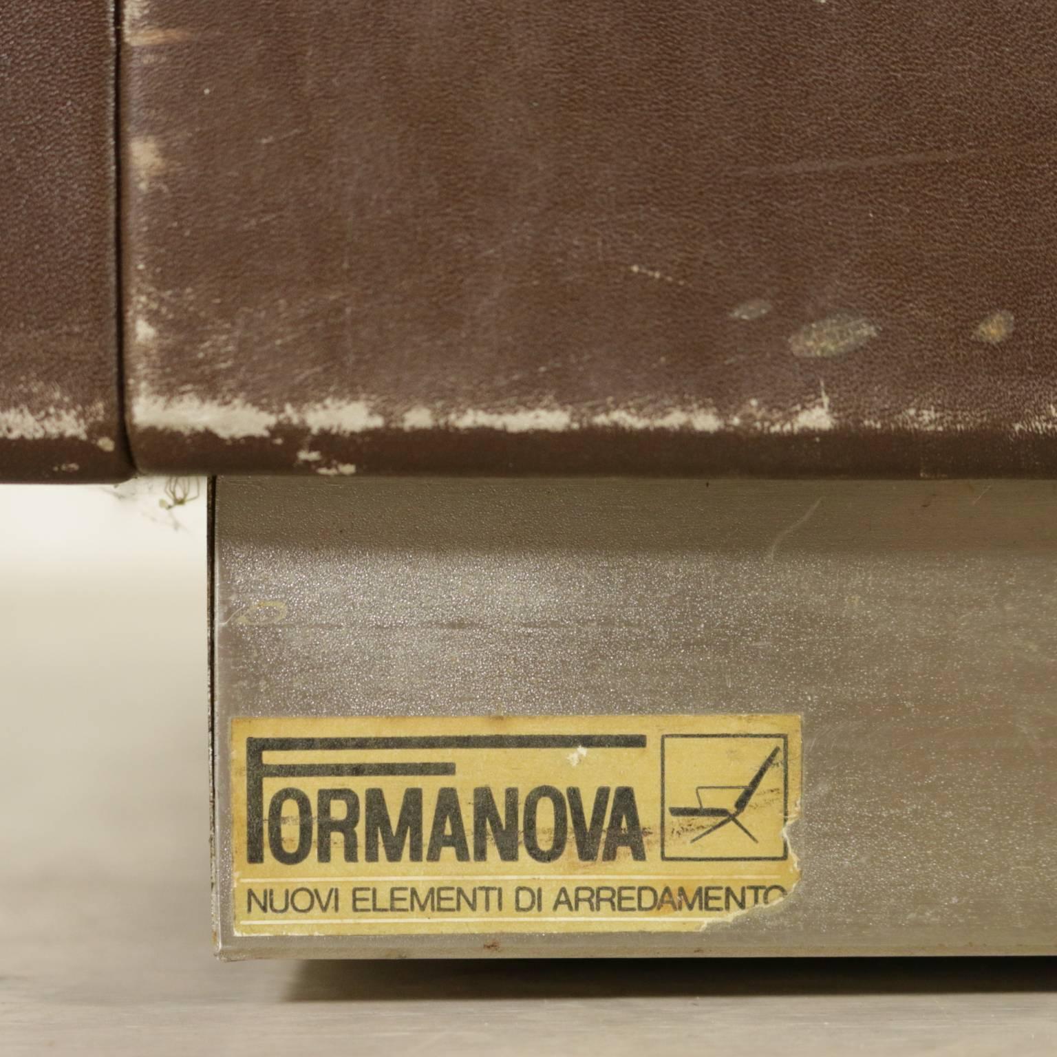 Formanova Bed Wood Fabric Leatherette Metal Vintage, Italy, 1960s-1970s 4
