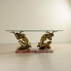 Sitting Room Coffee Table Bronze Crystal Marble, Italy, 20th Century