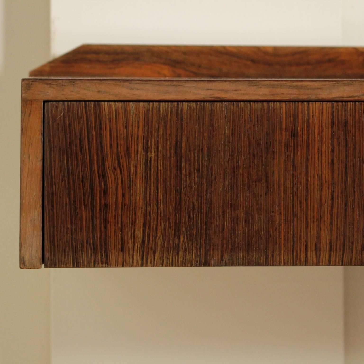 Mid-Century Modern Wall-Mounted Console Rosewood Veneer Vintage, Italy, 1960s