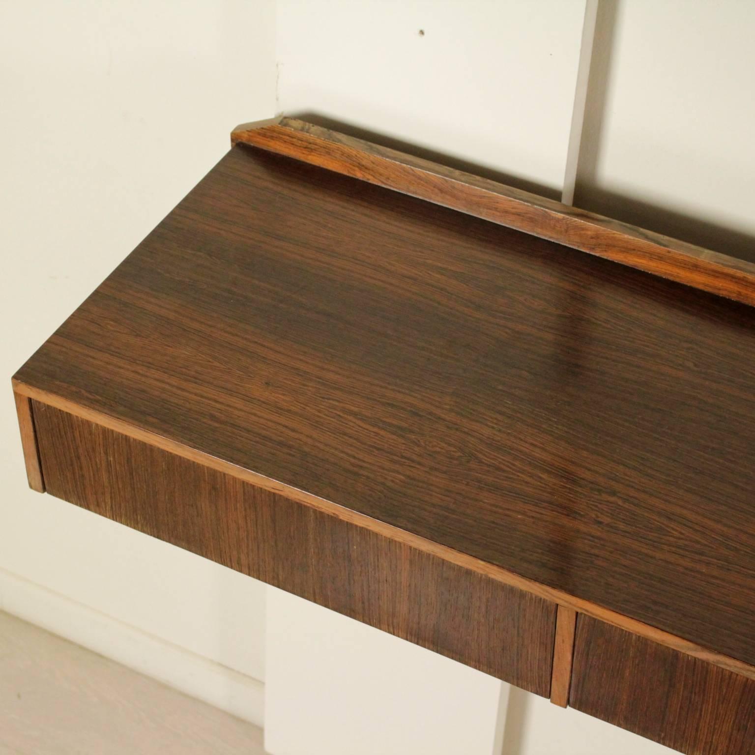Wall-Mounted Console Rosewood Veneer Vintage, Italy, 1960s In Good Condition In Milano, IT