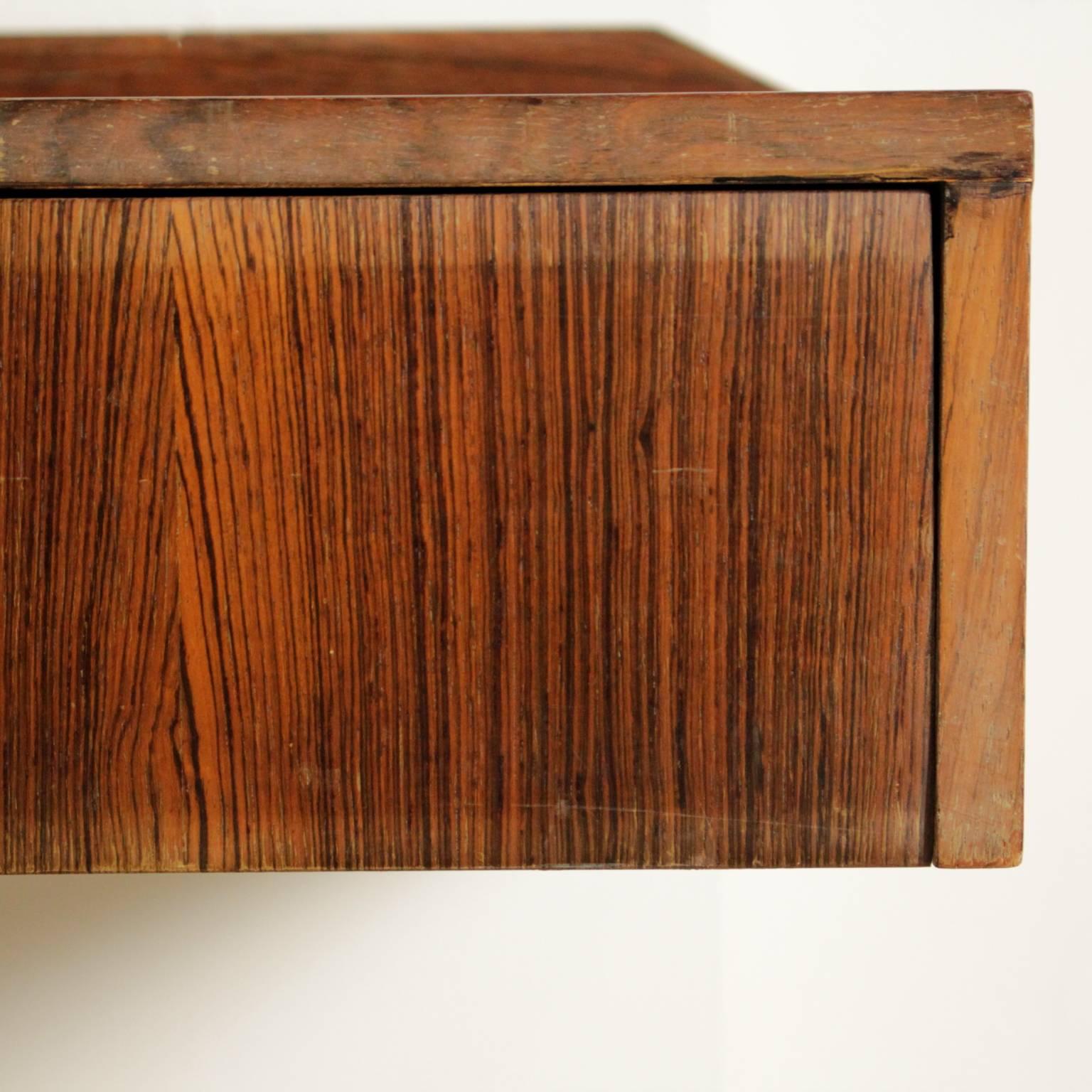 Mid-20th Century Wall-Mounted Console Rosewood Veneer Vintage, Italy, 1960s