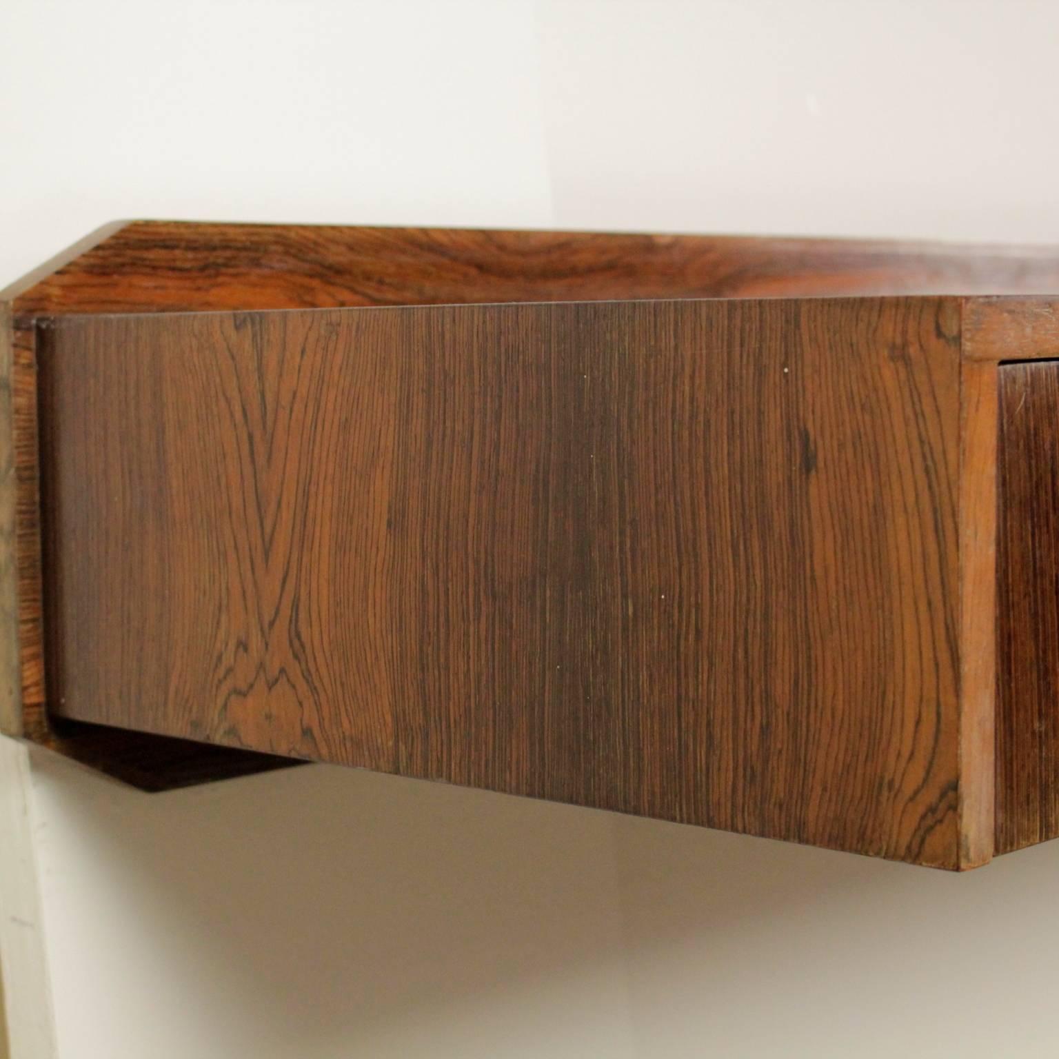 Wall-Mounted Console Rosewood Veneer Vintage, Italy, 1960s 3