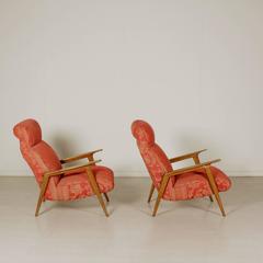 Two Armchairs Beechwood Foam Fabric Vintage, Italy, 1950s