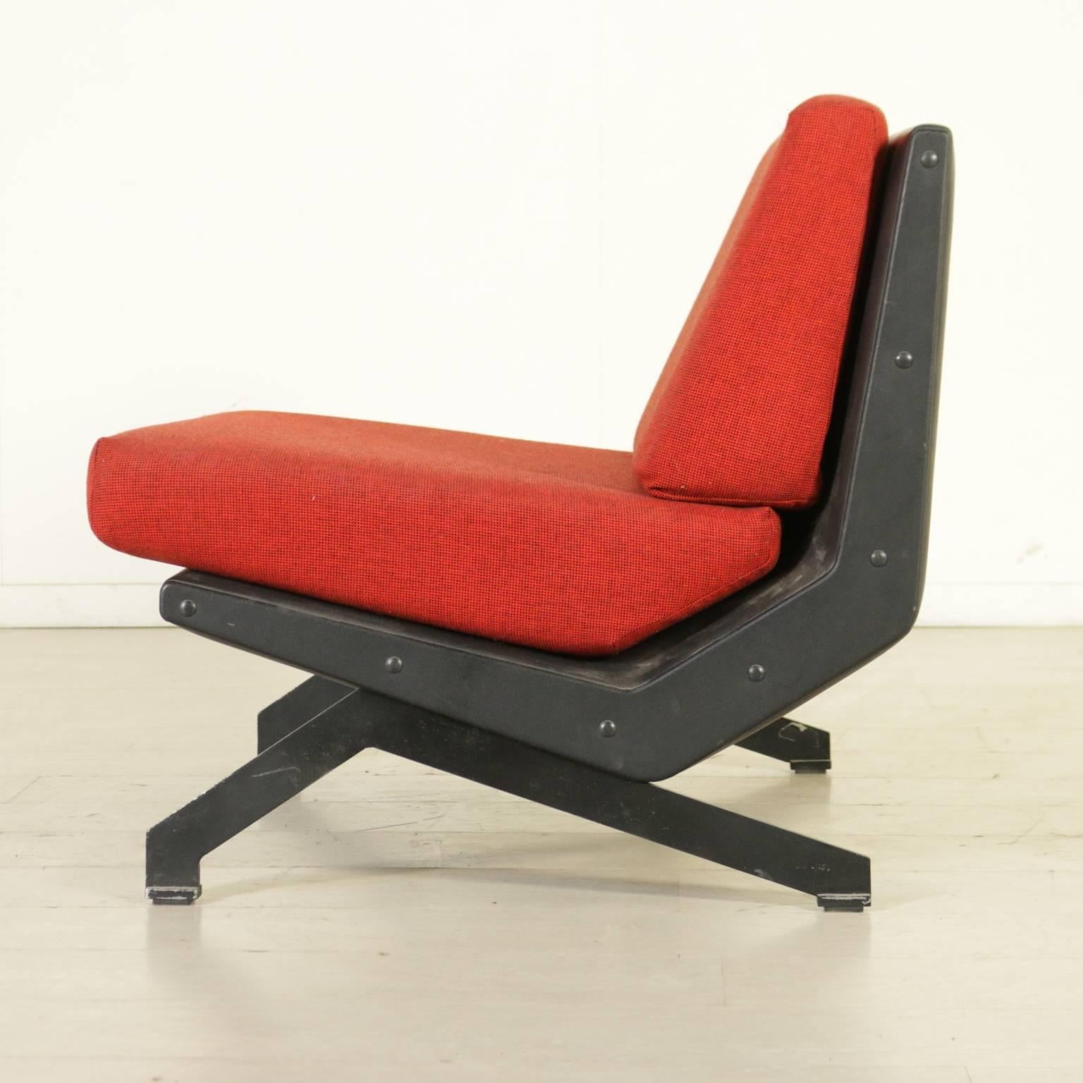 Mid-Century Modern Armchair by Moscatelli for Formanova Steel Leather Fabric Vintage, Italy