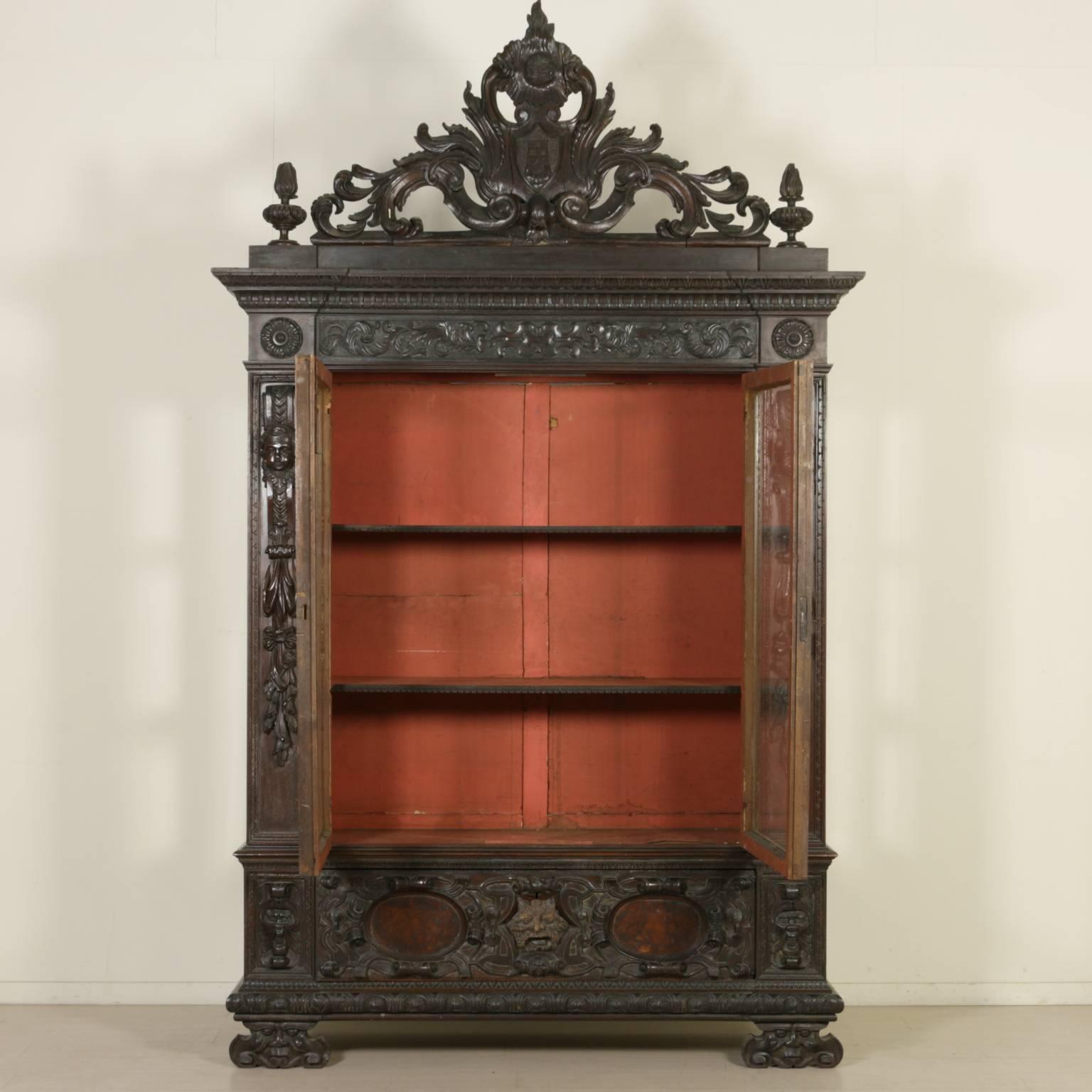 Renaissance Revival Pair of Late 19th Century Neo-Renaissance Walnut Bookcases