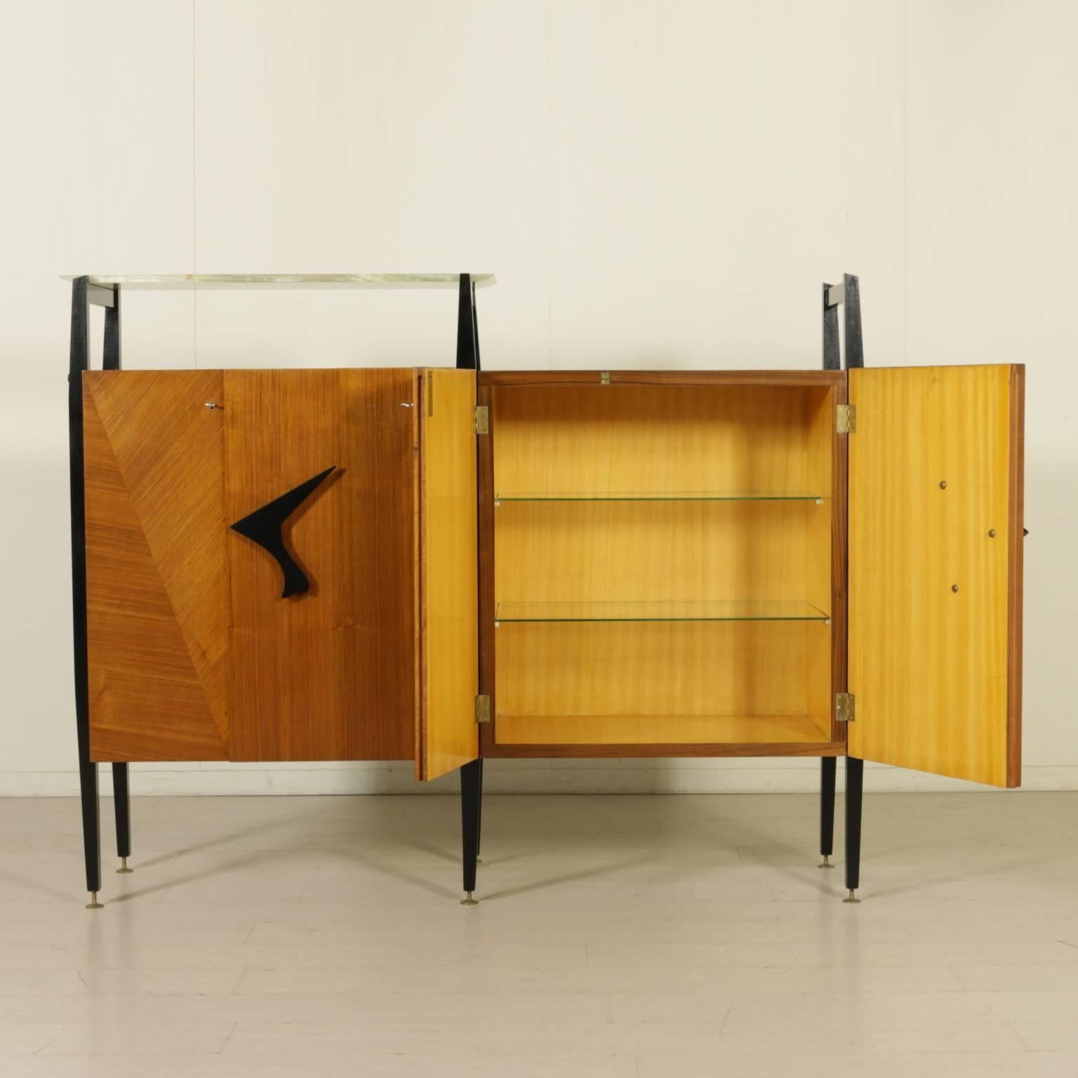 Mid-Century Modern Living Room Cabinet Attributed to Luigi Scremin Maple and Mahogany Veneer, 1950s