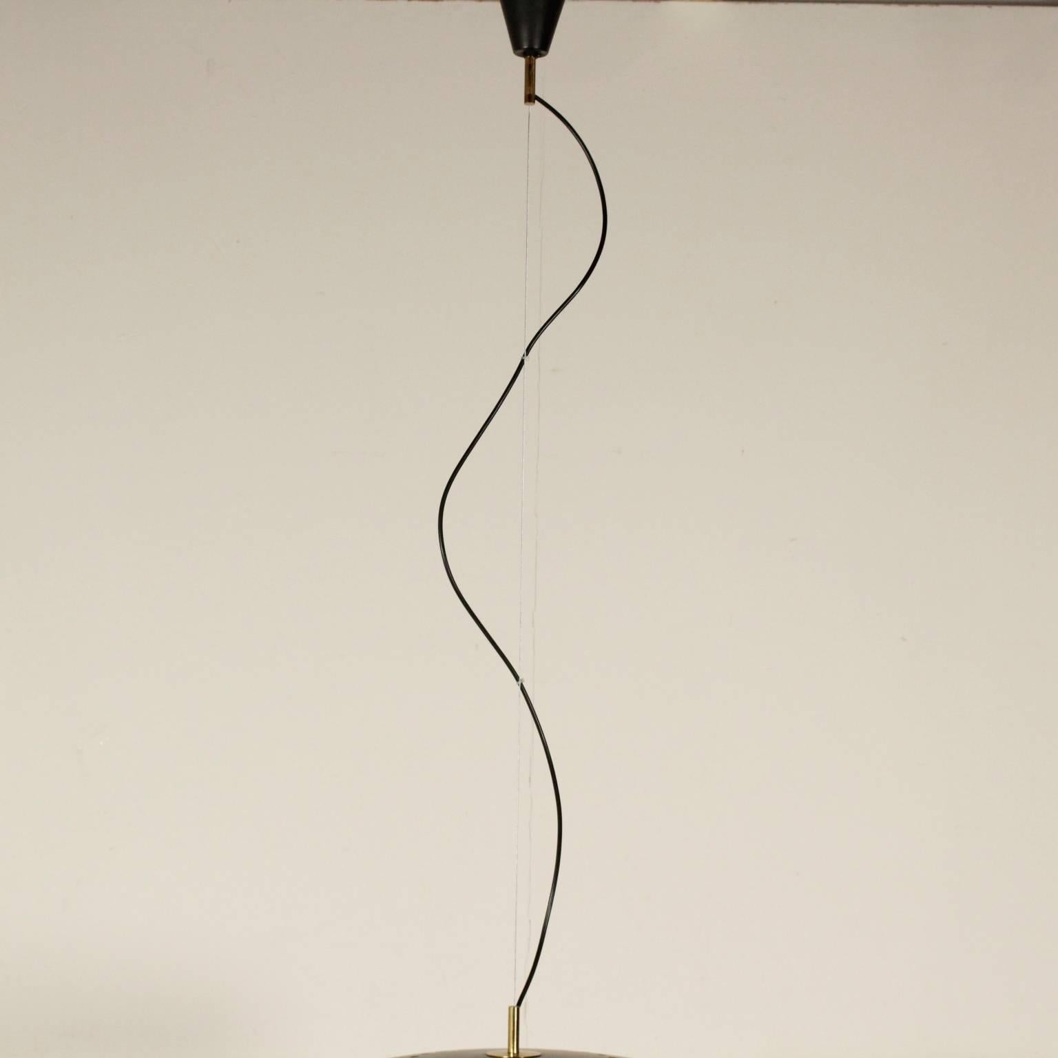 Hanging Lamp, Aluminum Plexiglas Brass Vintage, Italy, 1960s 3