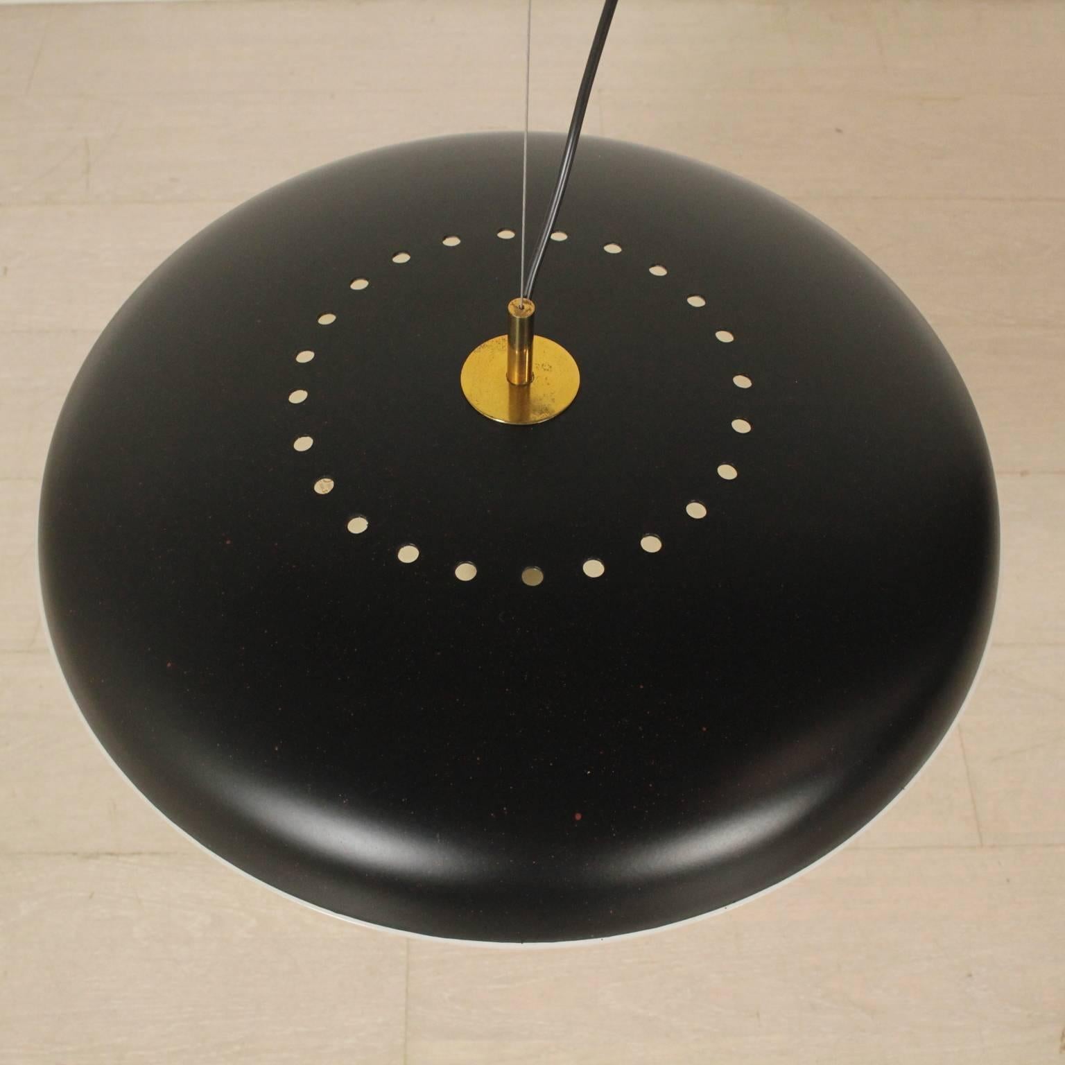 Hanging Lamp, Aluminum Plexiglas Brass Vintage, Italy, 1960s 1