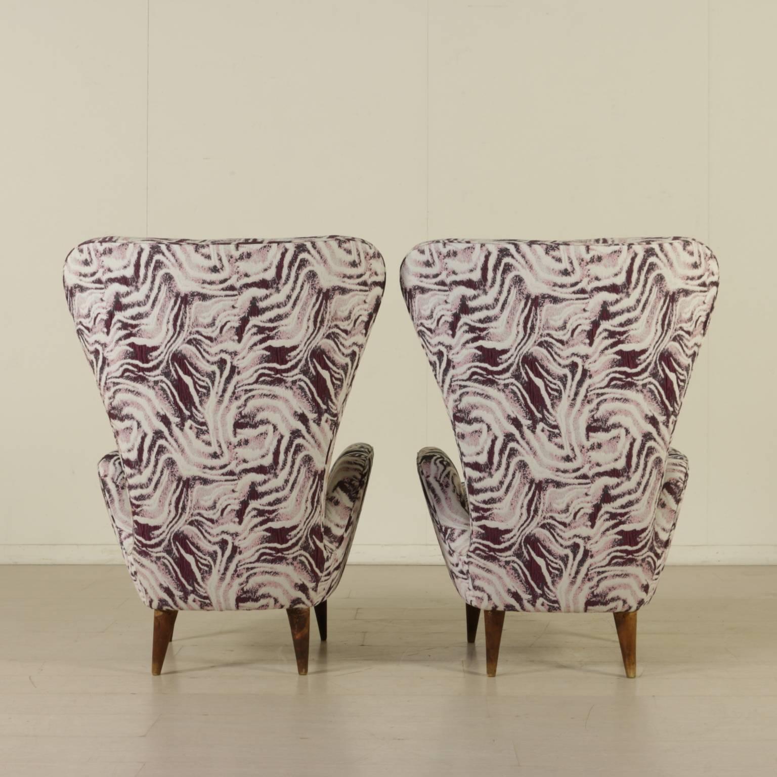 Two Armchairs Foam Fabric Vintage, Italy, 1950s 3