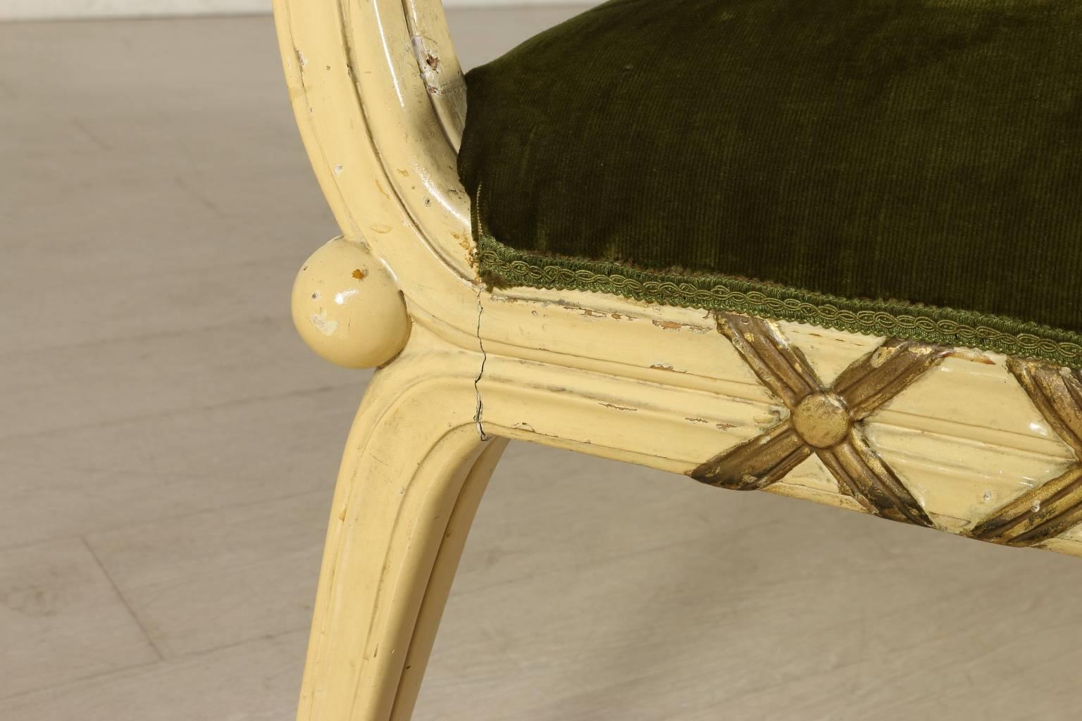 Sofa Attributable to Osvaldo Borsani, Wood Velvet, Italy, 1940s-1950s In Good Condition In Milano, IT