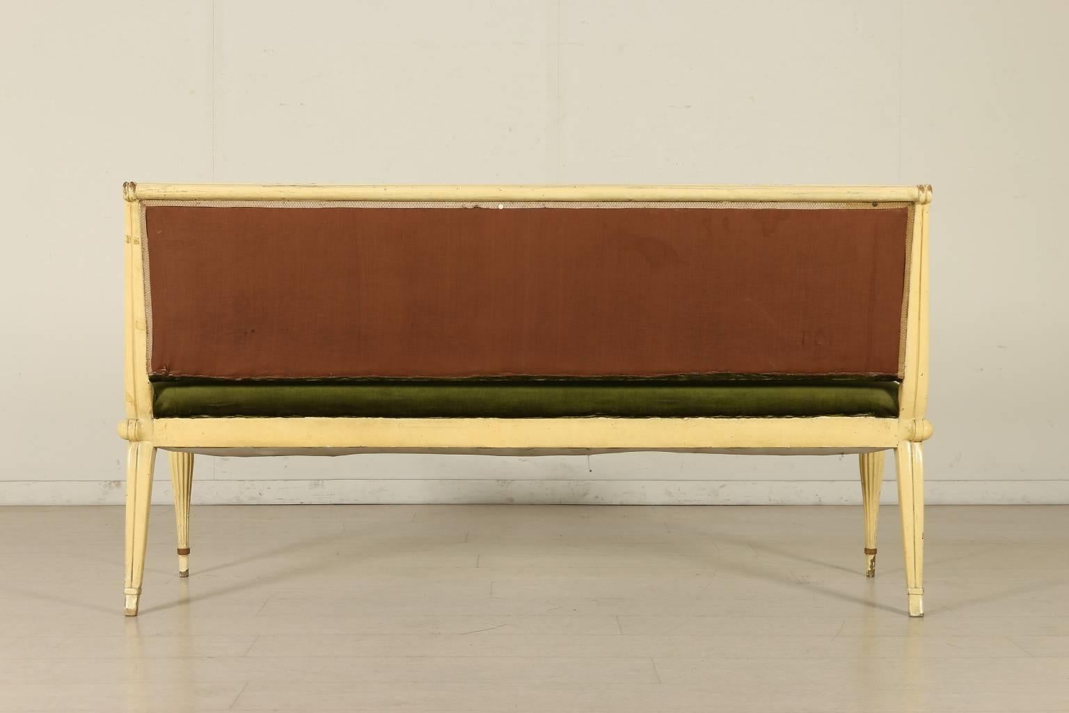 Sofa Attributable to Osvaldo Borsani, Wood Velvet, Italy, 1940s-1950s 2