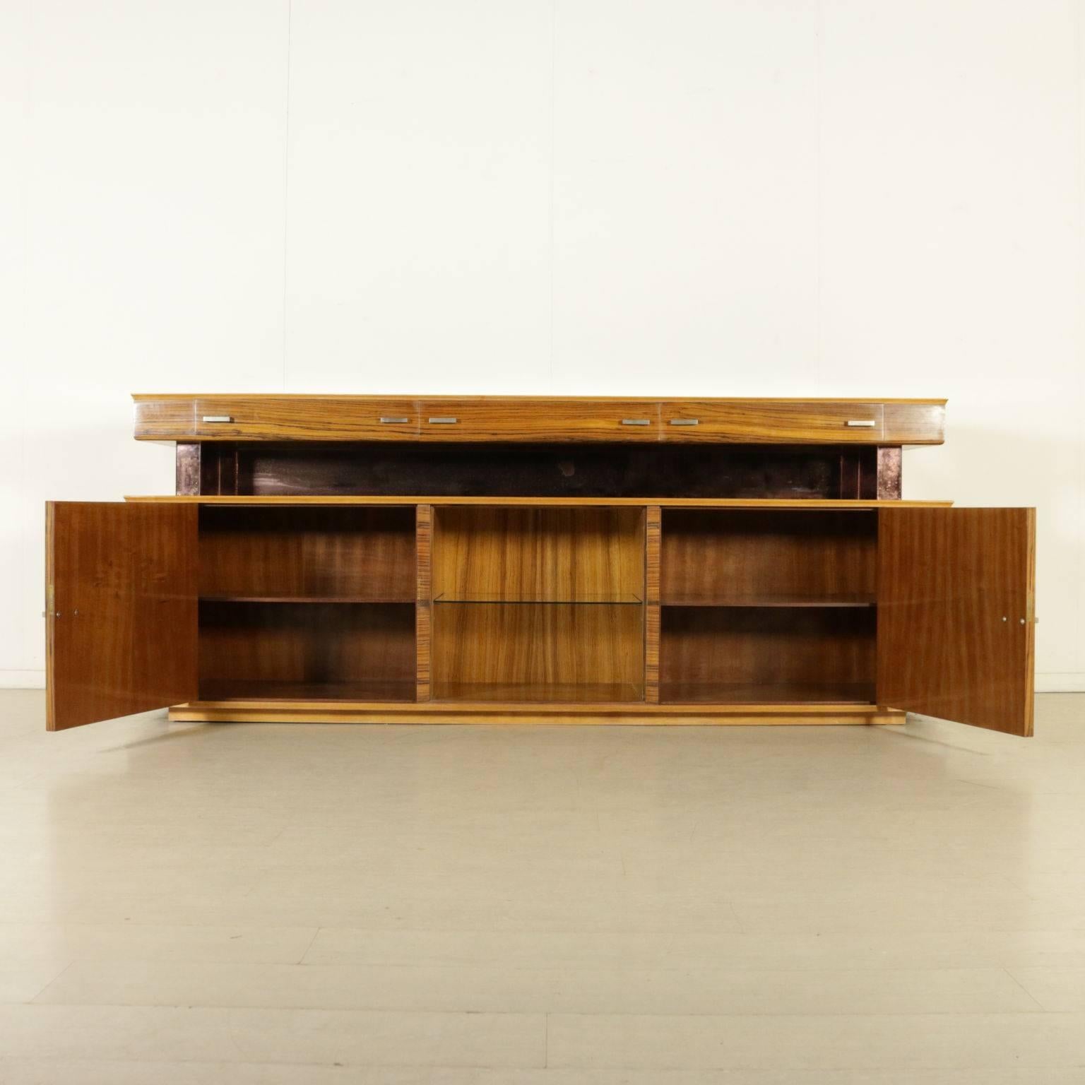 Cabinet, zebrano veneered wood. Manufactured in Italy, 1940s.