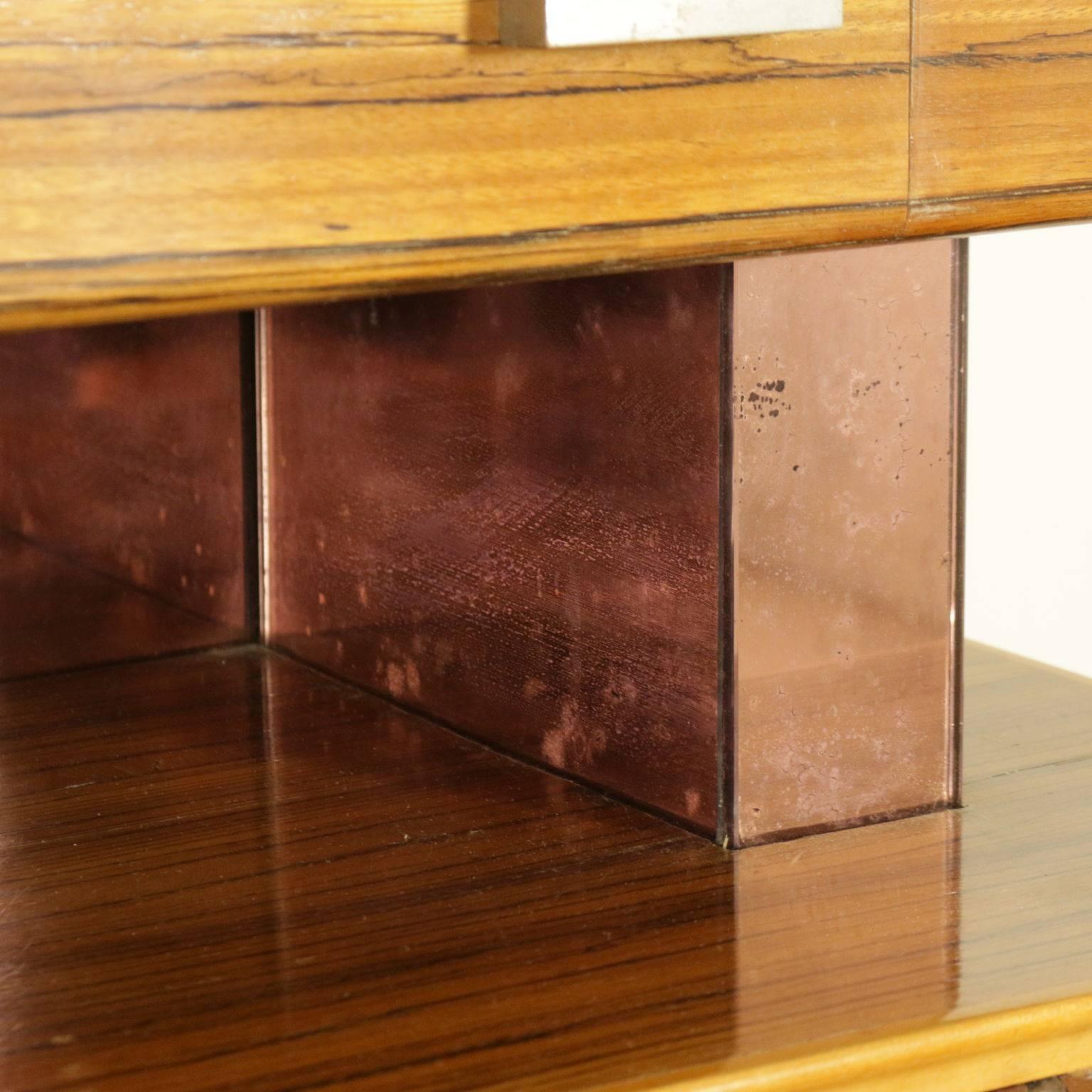 Mid-Century Modern Cabinet Zebrano Veneer Wood Vintage Manufactured in Italy, 1940s