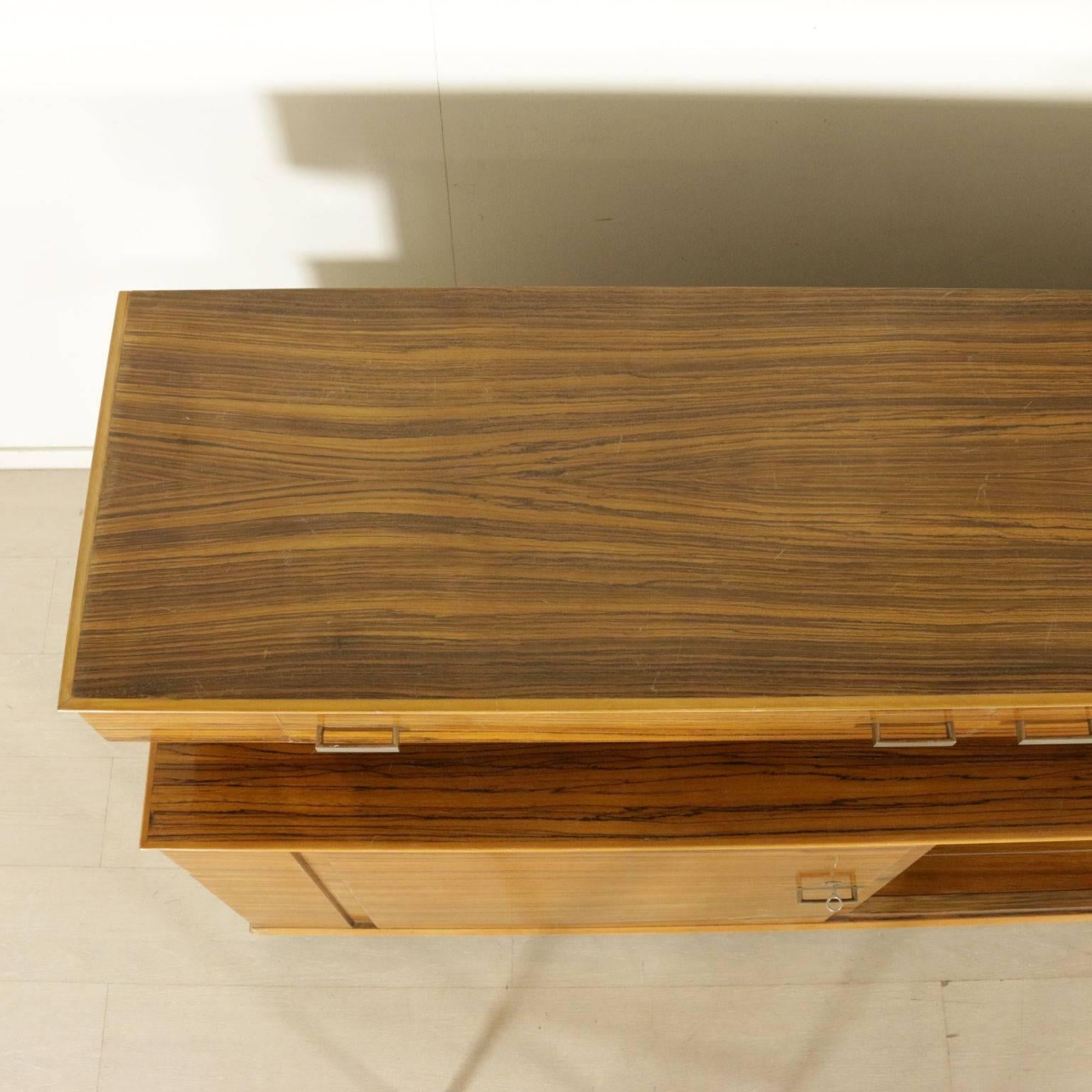 Mid-20th Century Cabinet Zebrano Veneer Wood Vintage Manufactured in Italy, 1940s