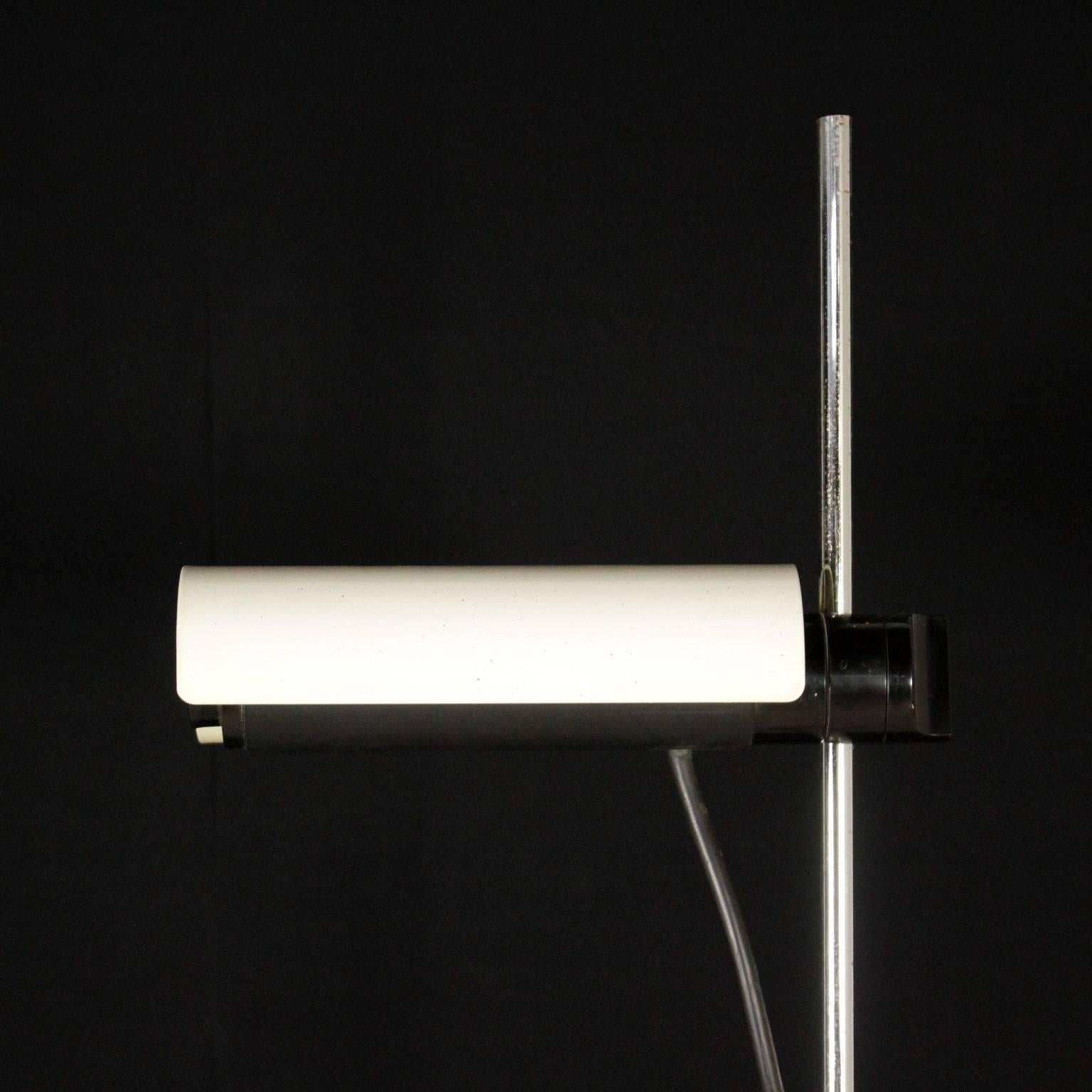 Italian Floor Lamp by Vico Magistretti for Oluce Chromed Metal Lacquered Aluminium 1980s