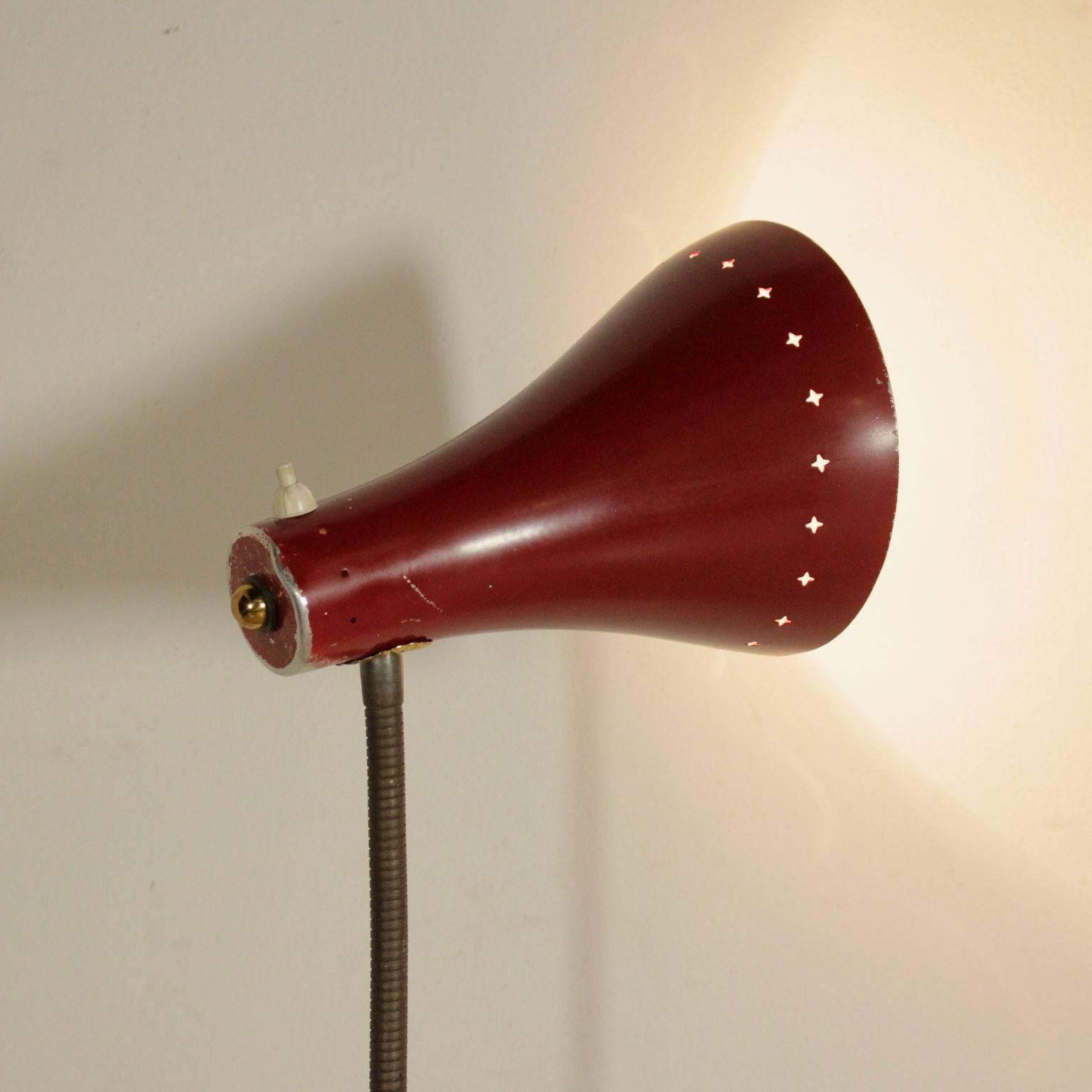 Italian Floor Lamp with Flexible Stem Brass Lacquered Aluminium Vintage, Italy, 1950s