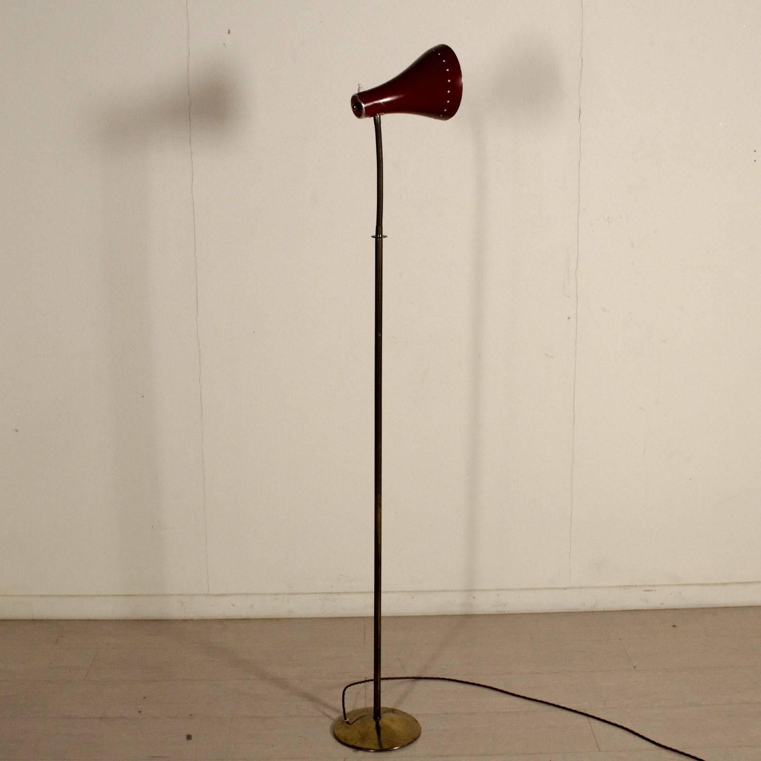 Mid-Century Modern Floor Lamp with Flexible Stem Brass Lacquered Aluminium Vintage, Italy, 1950s