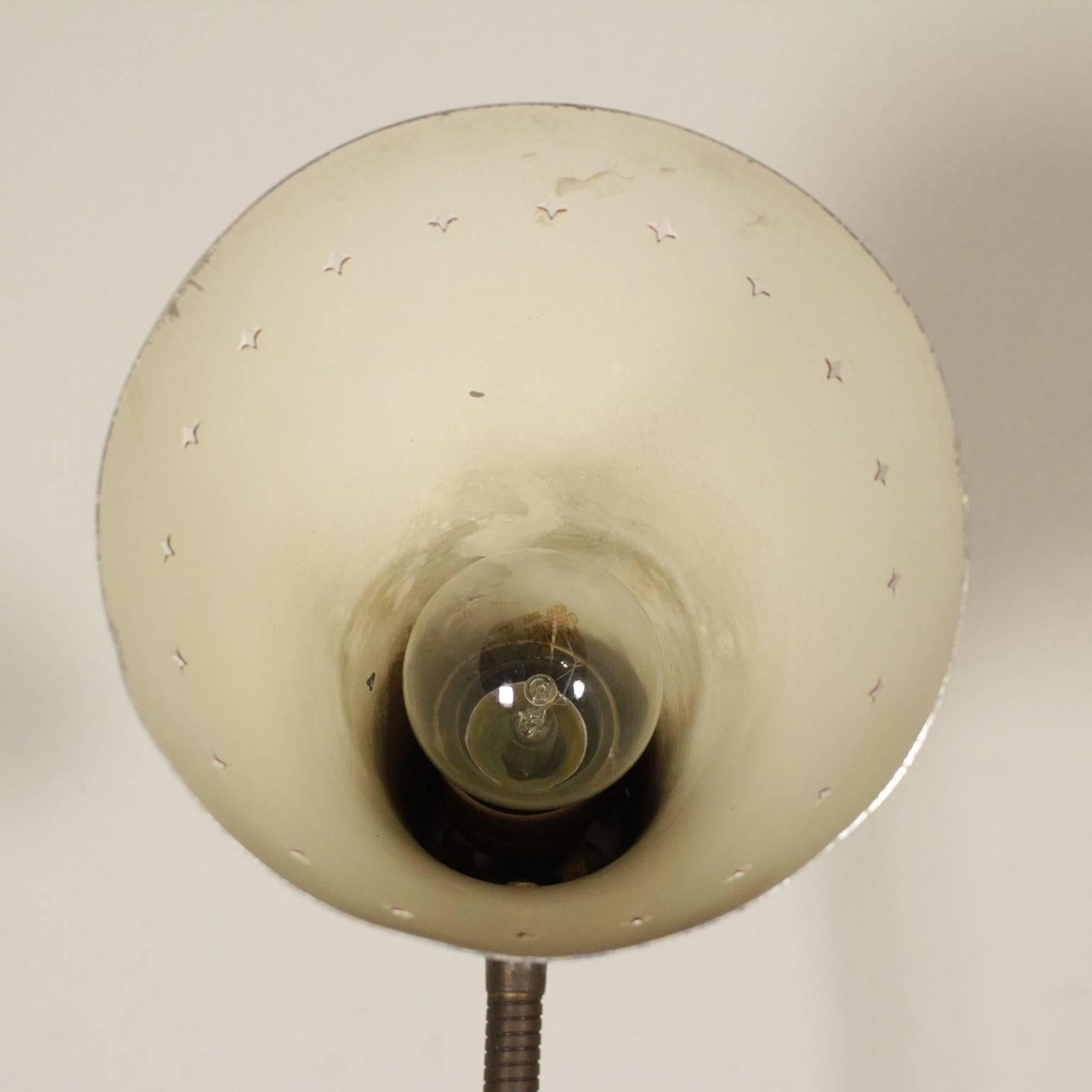 Mid-20th Century Floor Lamp with Flexible Stem Brass Lacquered Aluminium Vintage, Italy, 1950s