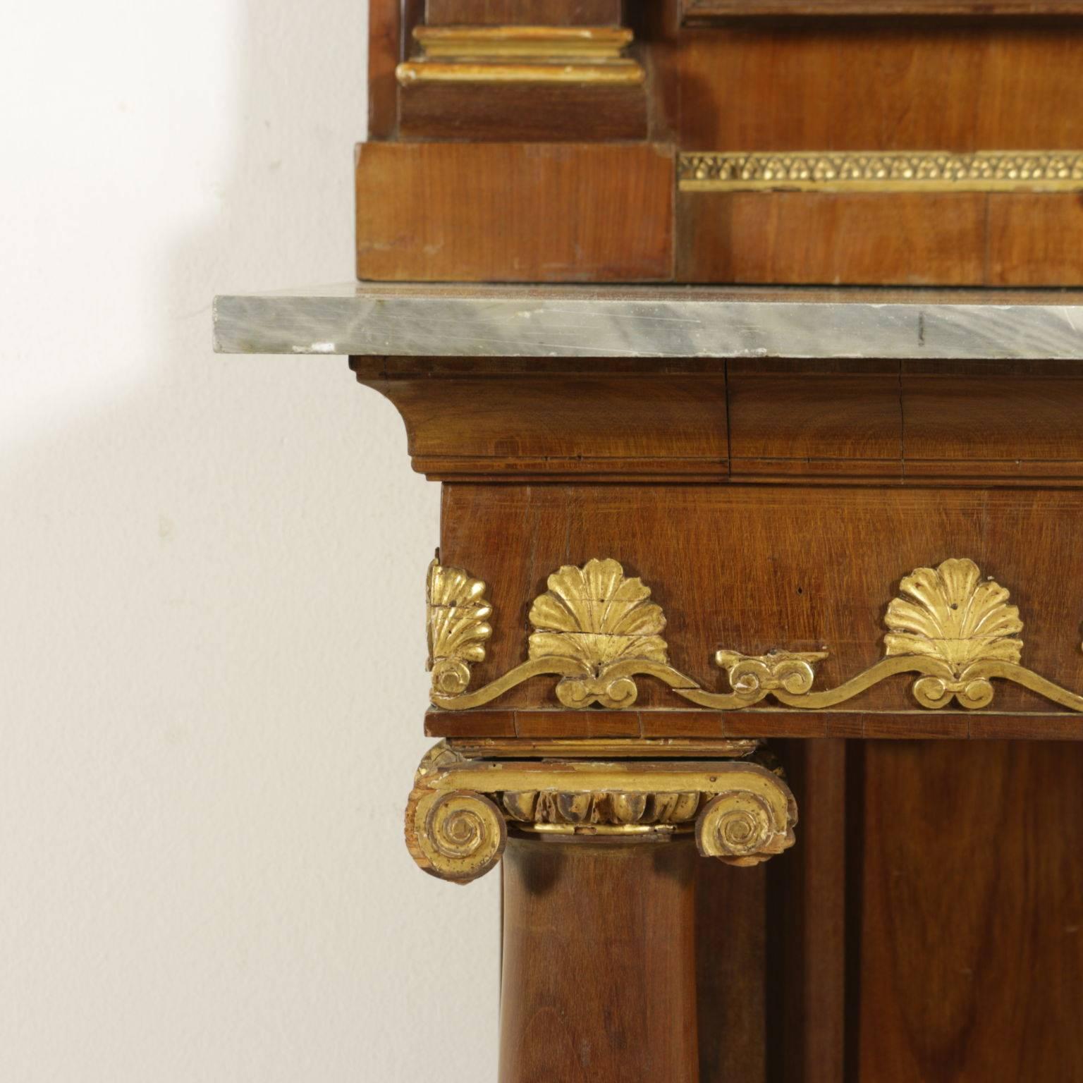 Empire Mahogany Console Marble-Top, Italy, Early 19th Century In Good Condition In Milano, IT